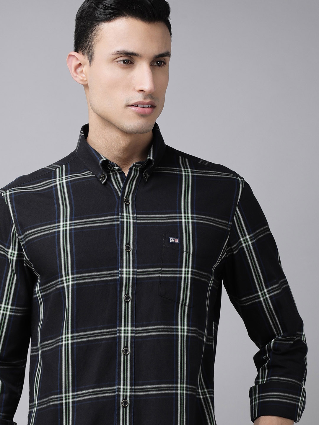 

Arrow Sport Men Black Original Slim Fit Tartan Checks Opaque Pure Cotton Casual Shirt