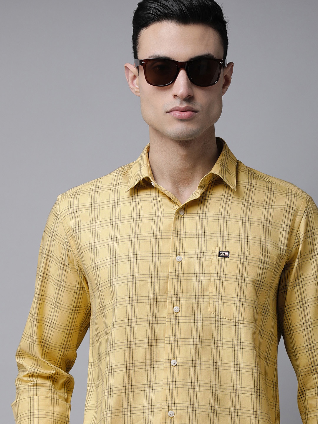 

Arrow Sport Men Mustard Original Slim Fit Checked Pure Cotton Casual Shirt