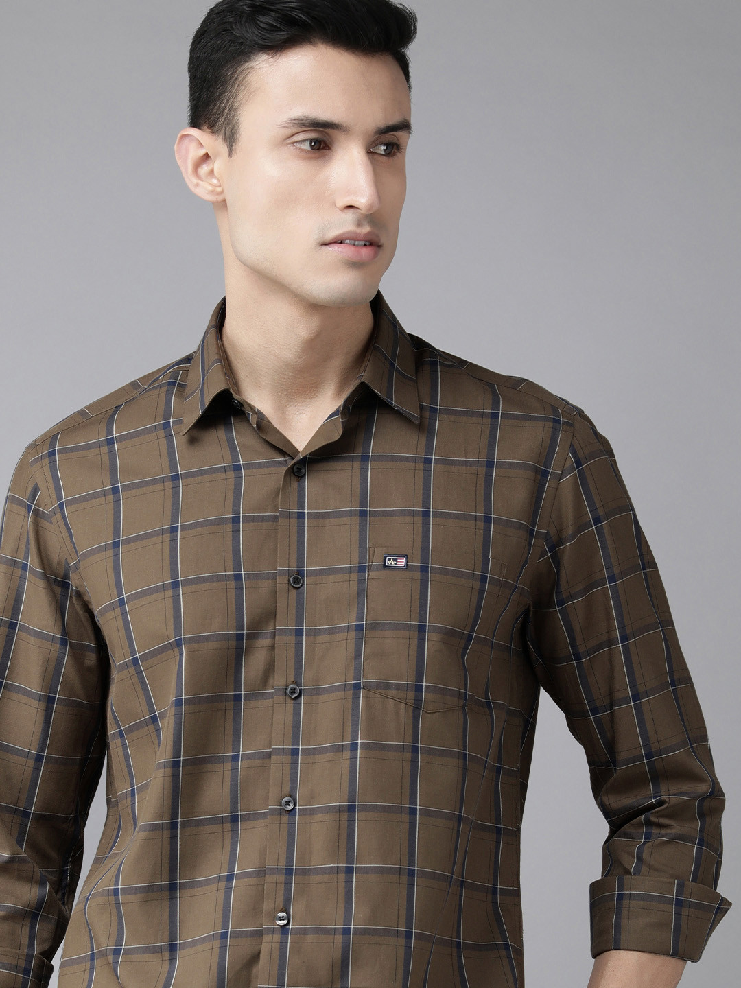 

Arrow Sport Men Brown Original Slim Fit Checked Pure Cotton Casual Shirt