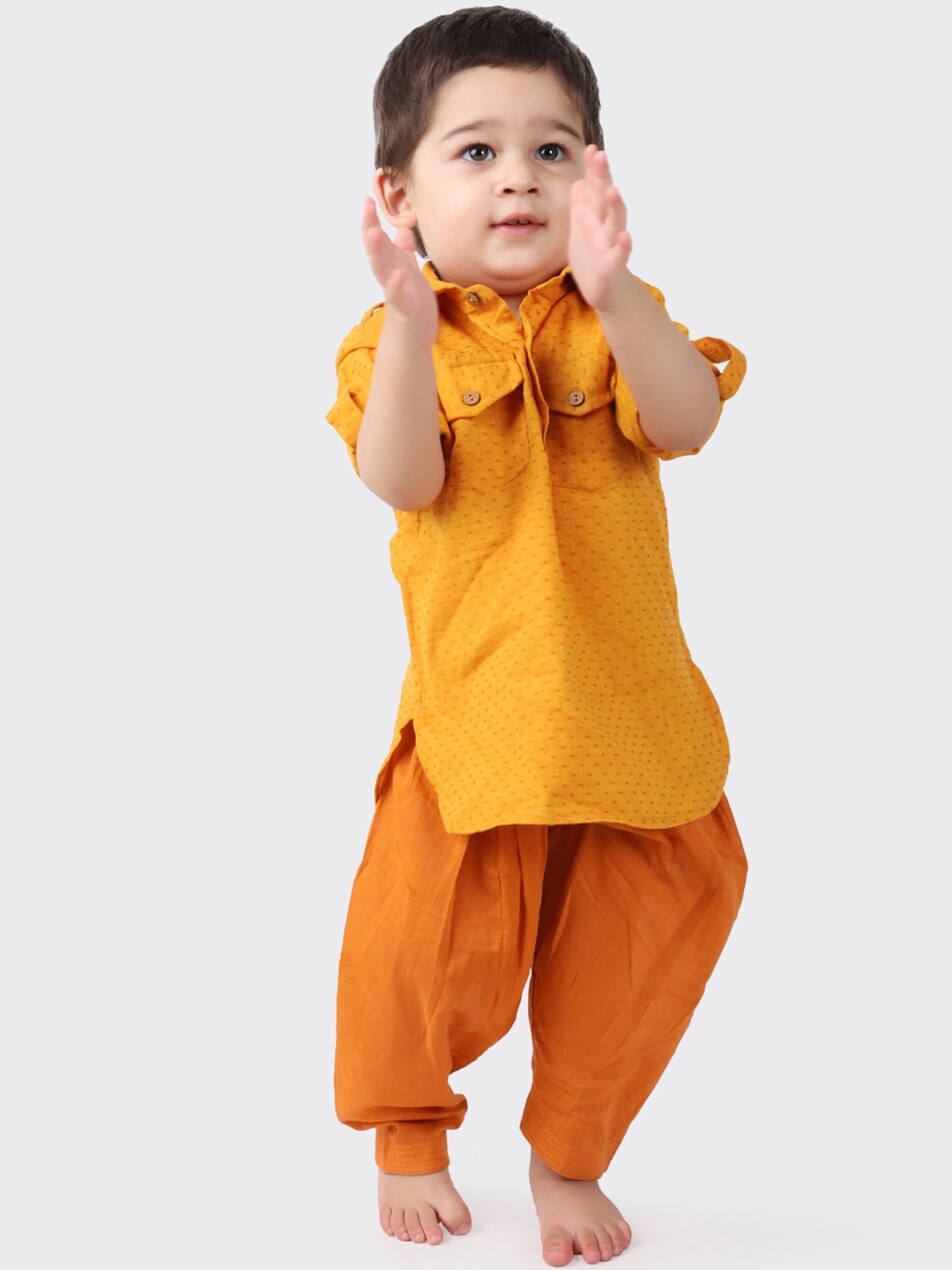 

Fabindia Boys Orange Pure Cotton Kurta Set