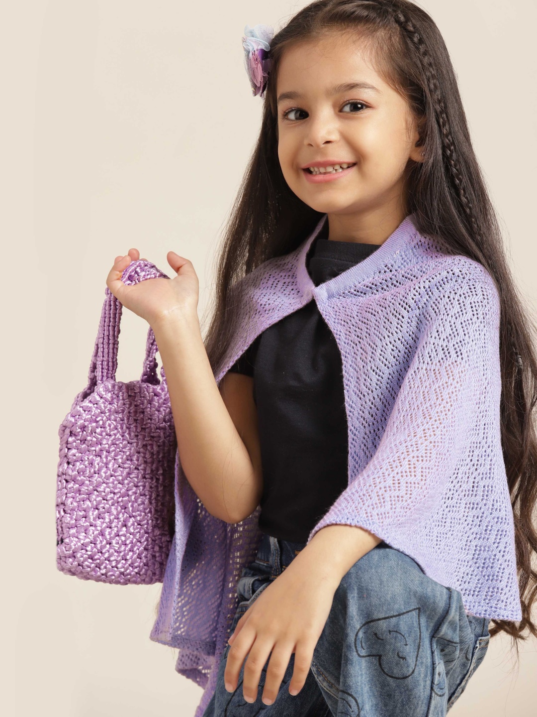 

Sangria Girls Lavender Knitted Front Open Shrug