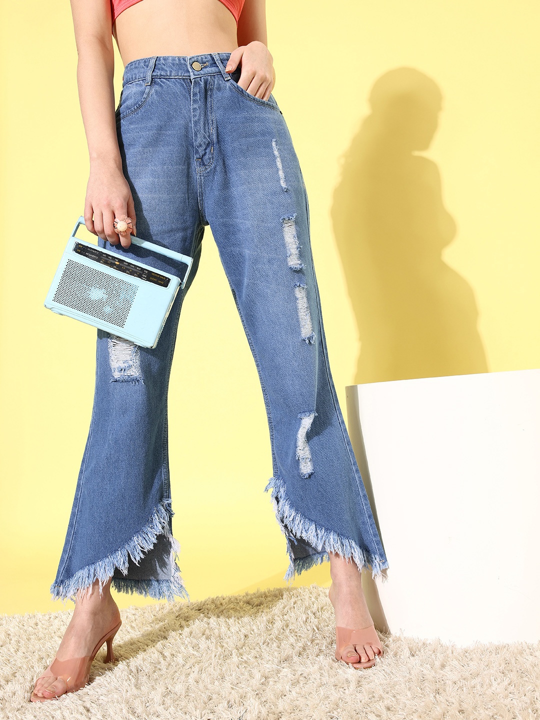 

KASSUALLY Women Blue High-Rise Flared Fit Jeans