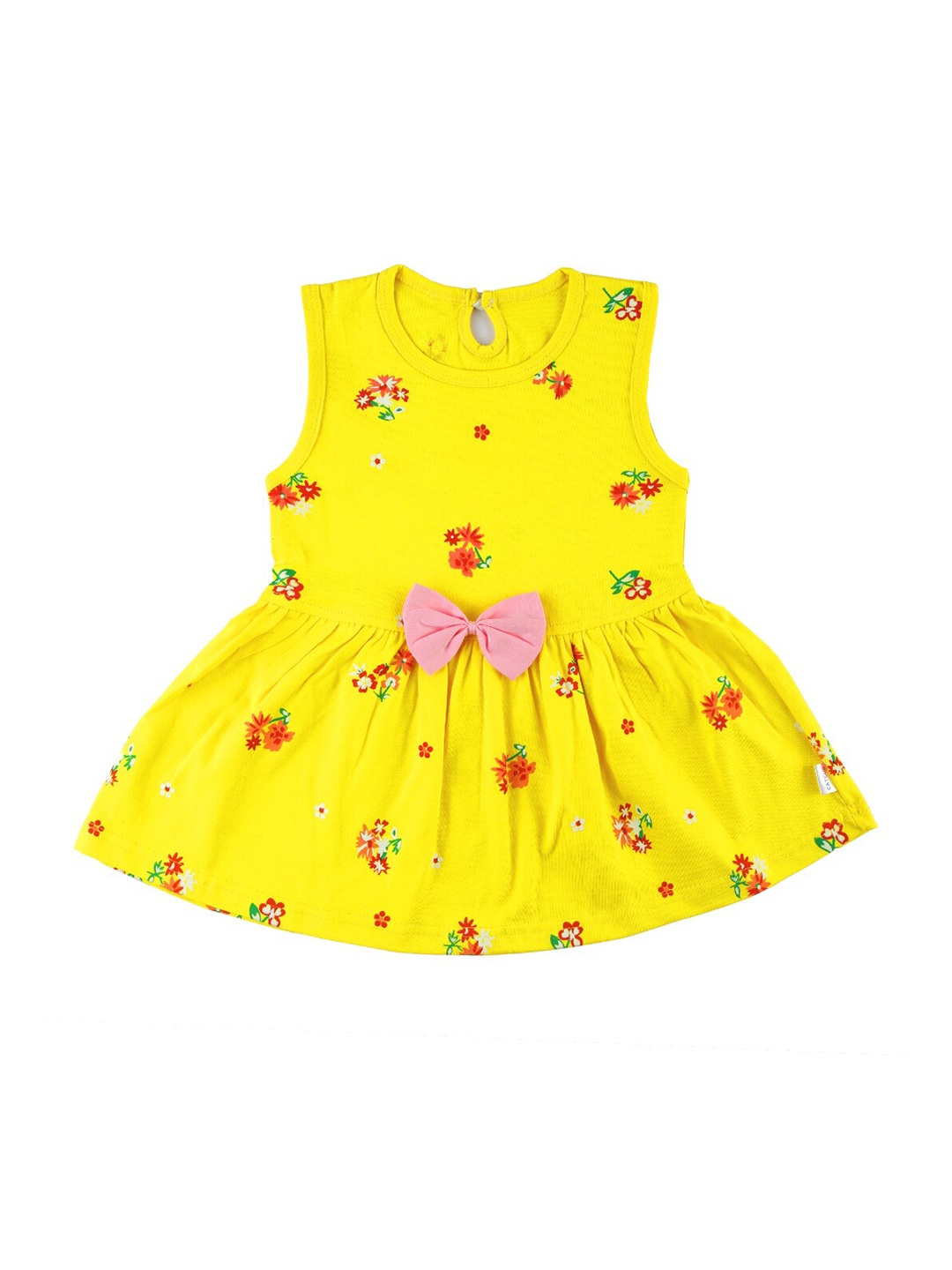 

CATCUB Girls Yellow Floral Printed Pure Cotton Fit & Flare Dress