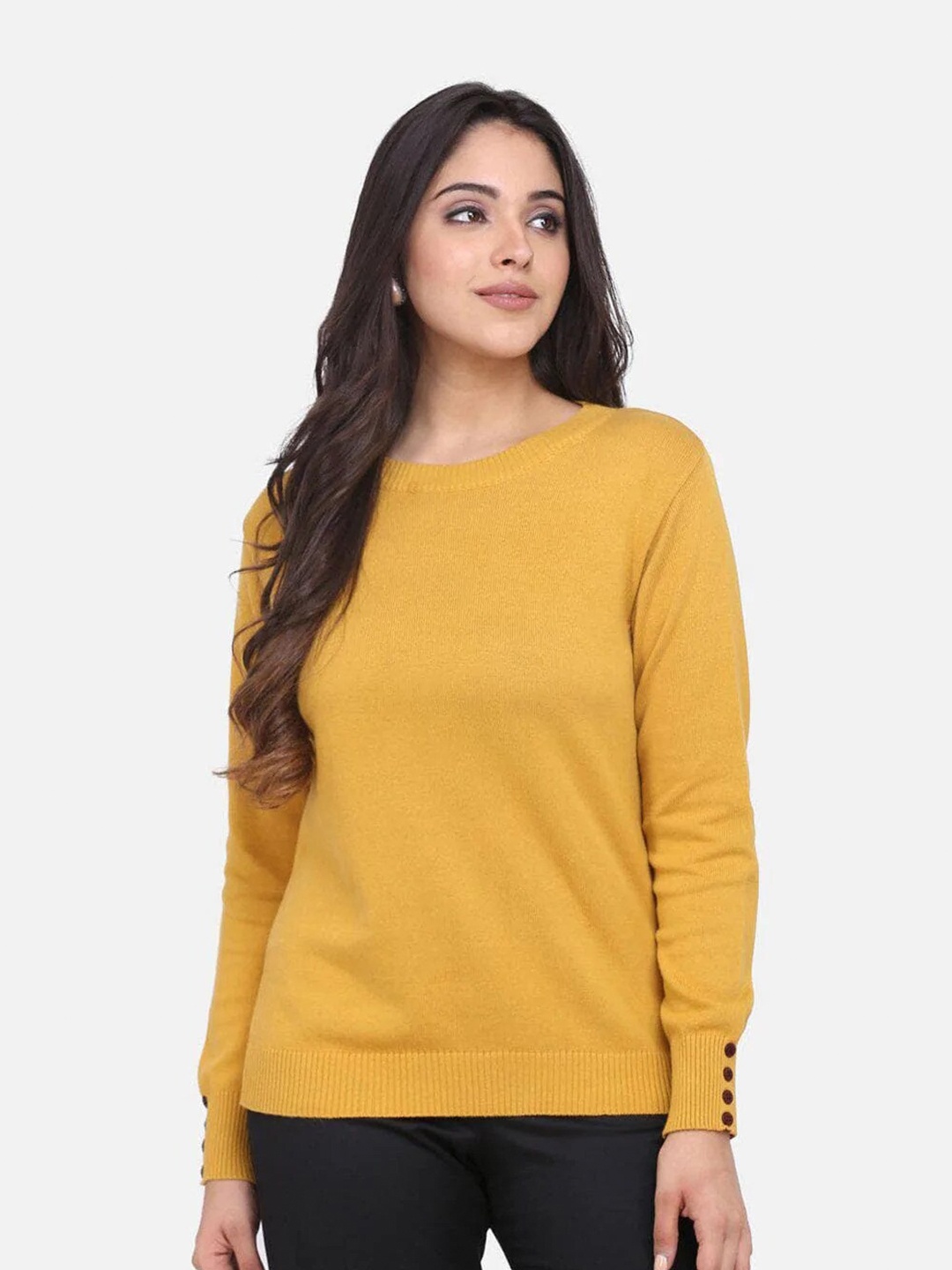 

PowerSutra Women Yellow Solid Sweater