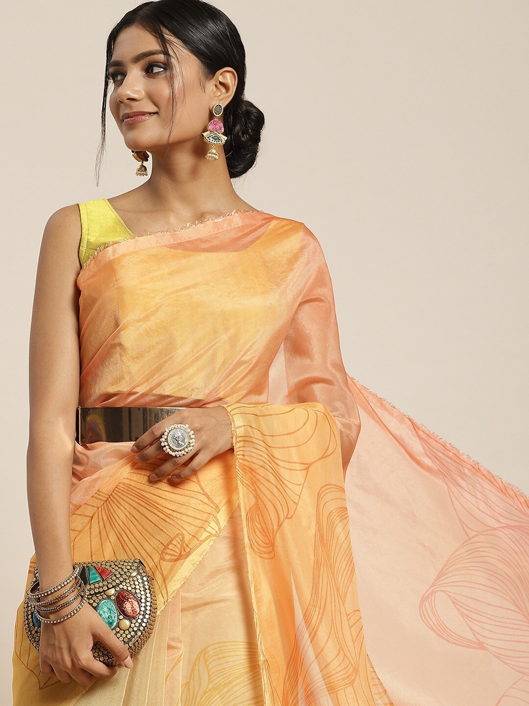 

all about you Women Multicolored Organza Saree, Multi