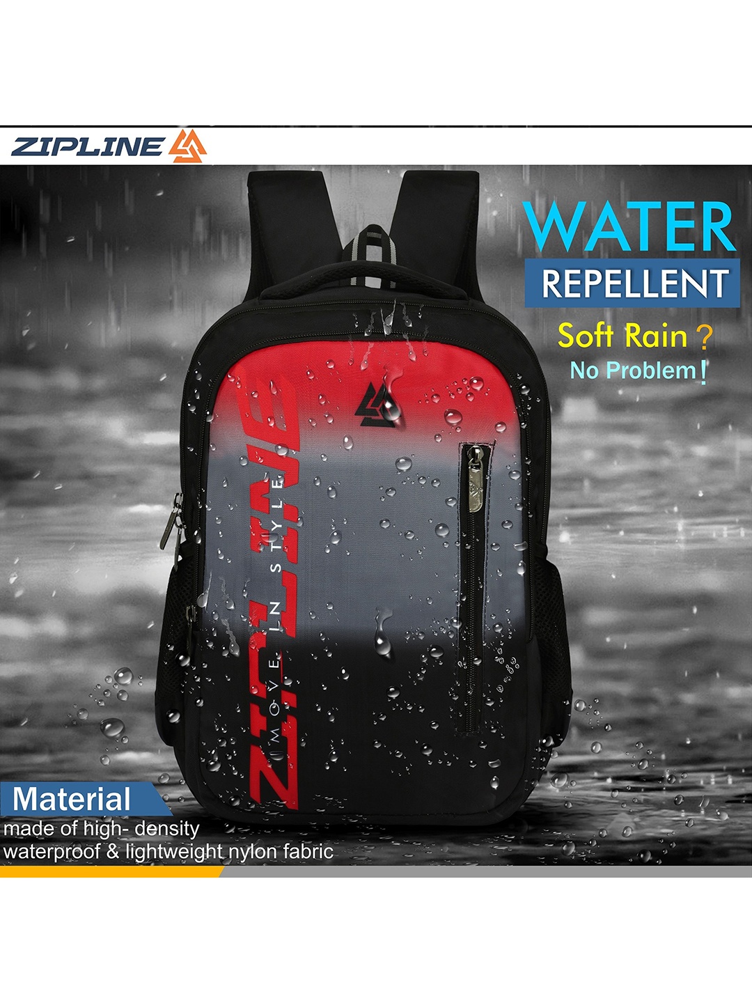 

ZIPLINE Unisex Black Backpacks