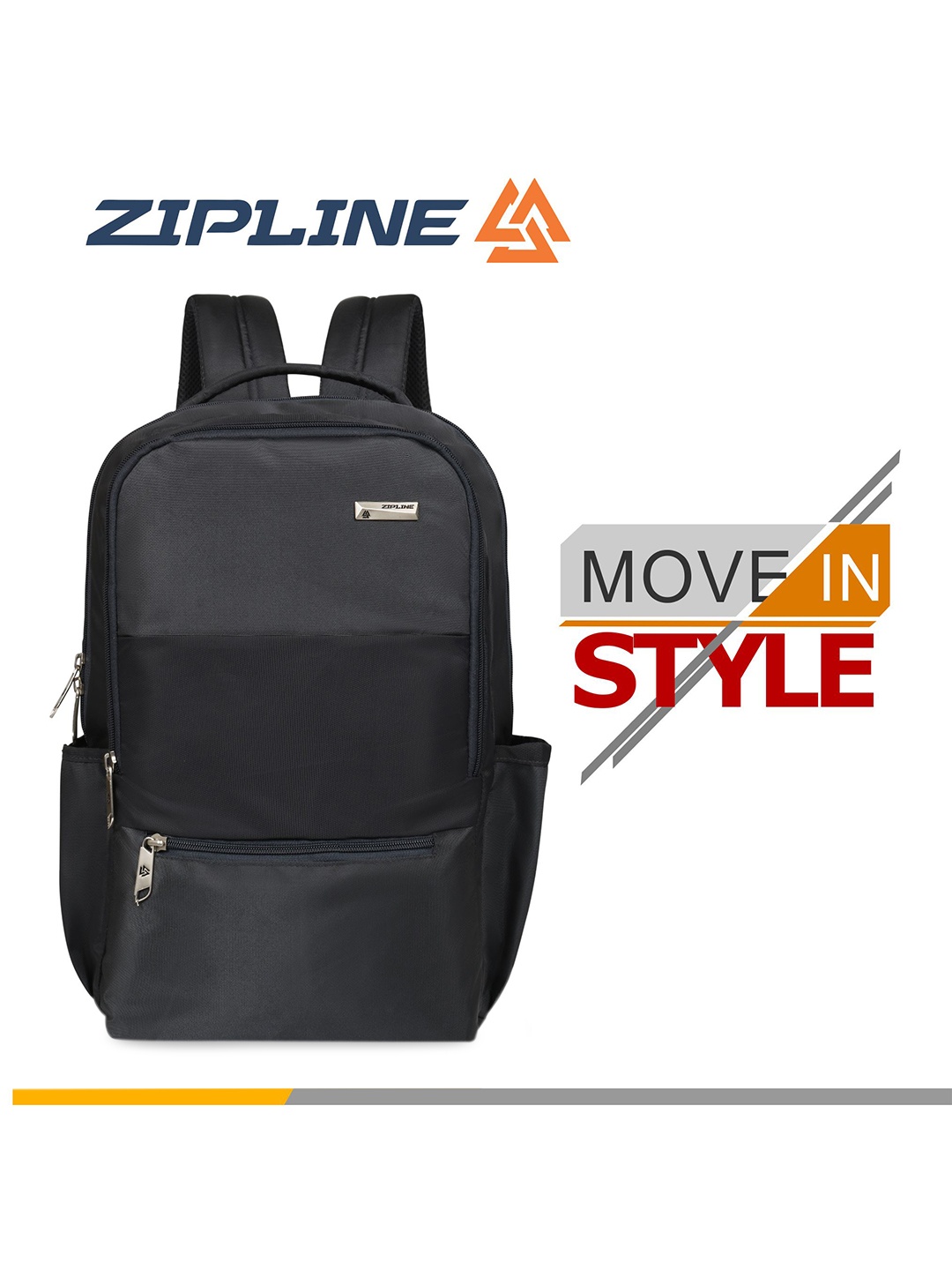 

ZIPLINE Unisex Grey & Black Backpack