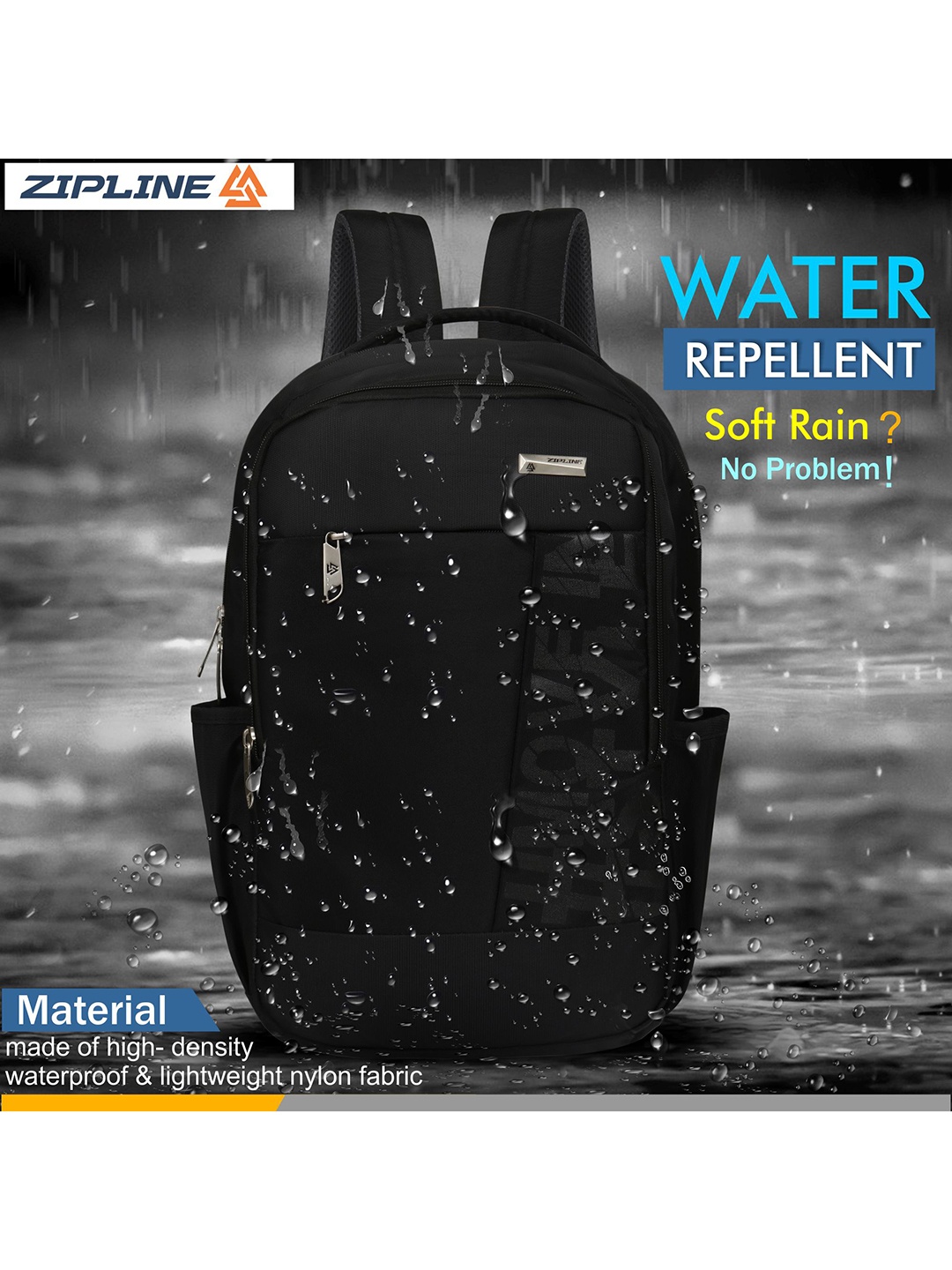 

ZIPLINE Unisex Black Backpacks
