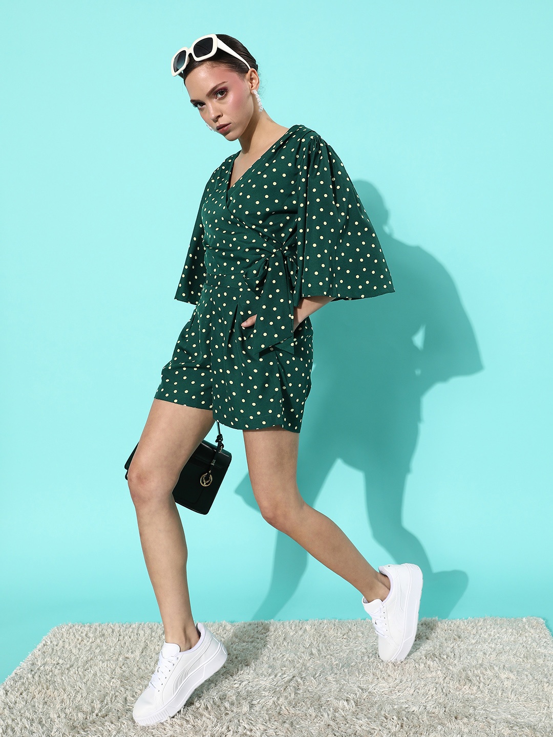 

Style Quotient Women Green Printed Top with Shorts