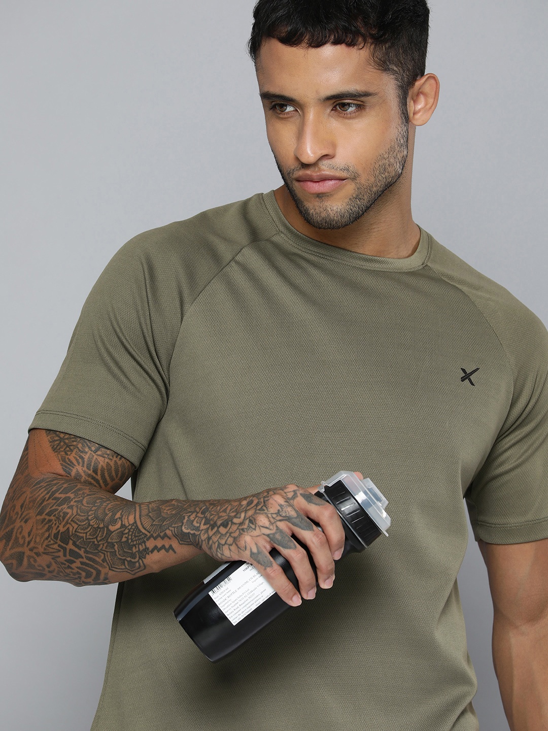 

HRX by Hrithik Roshan Men Olive Green Brand Logo Print Detail T-shirt