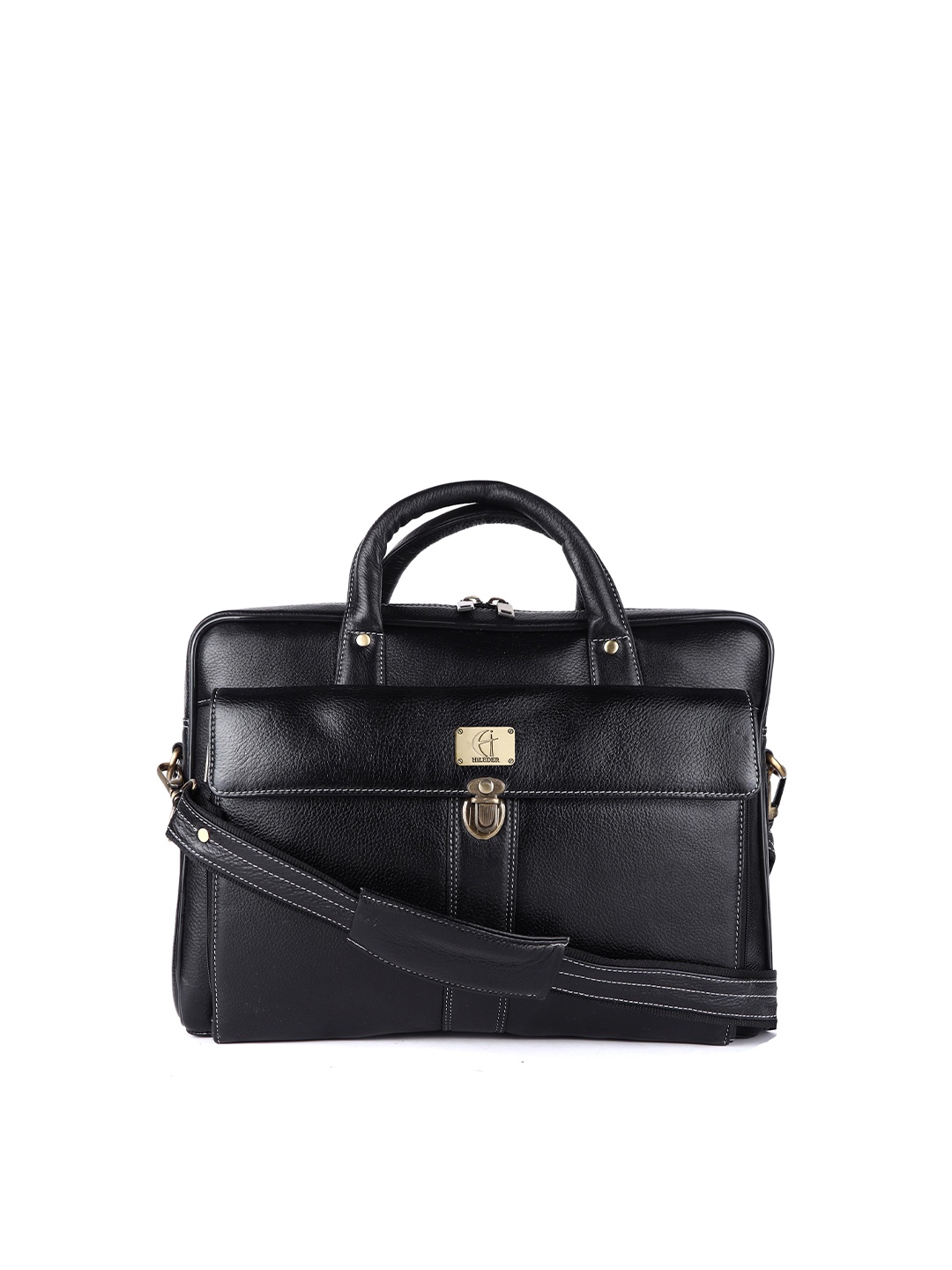 

HiLEDER Women Black Leather 15 inch Laptop Bag