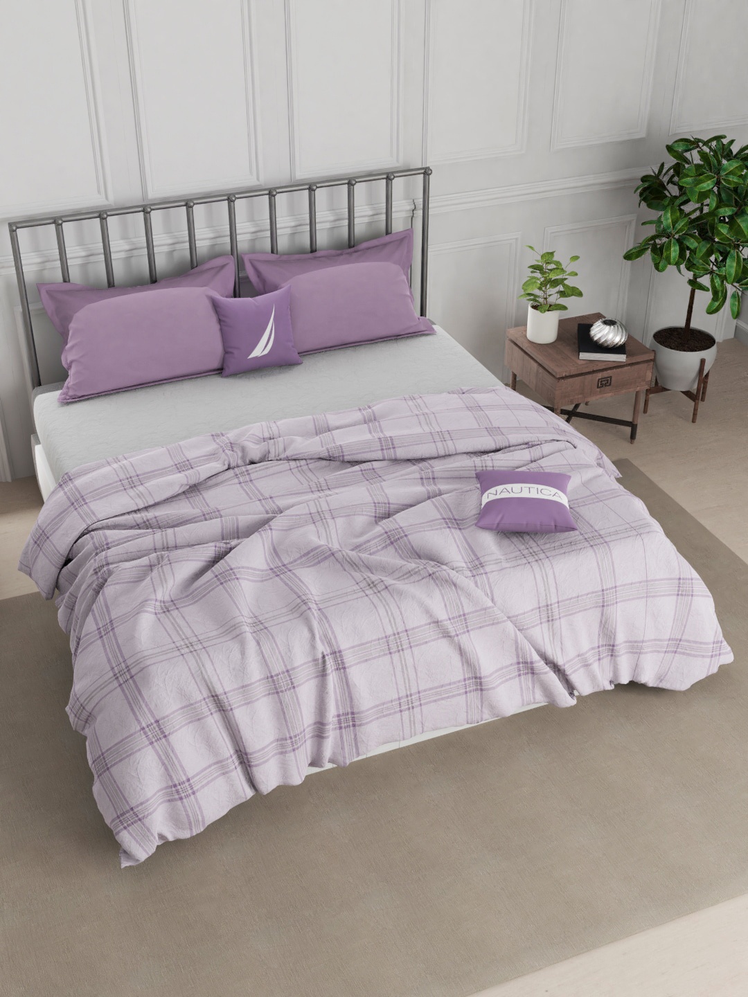 

Nautica Purple Checked Super Fine GSM 150 Pure Cotton Quilt