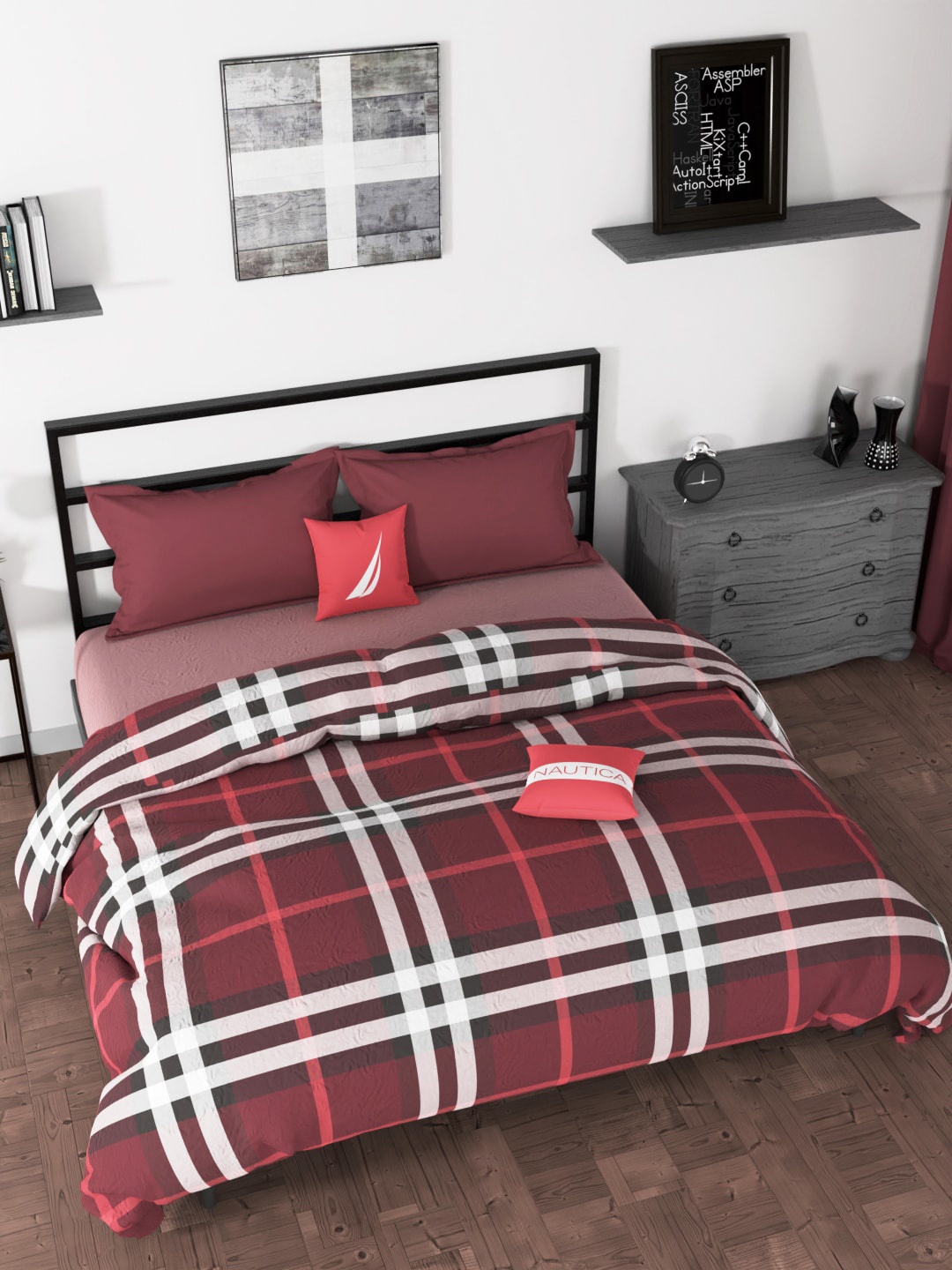 

Nautica Unisex Red Blankets Quilts and Dohars