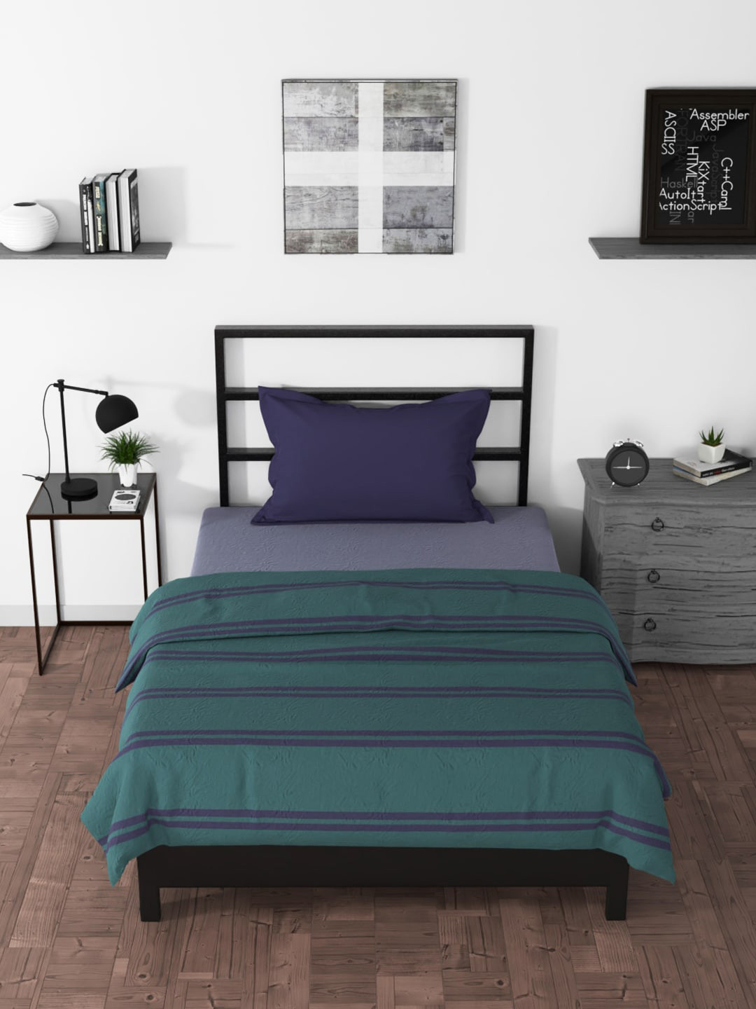 

Nautica Green & Blue Striped AC Room 210 GSM Single Bed Blanket