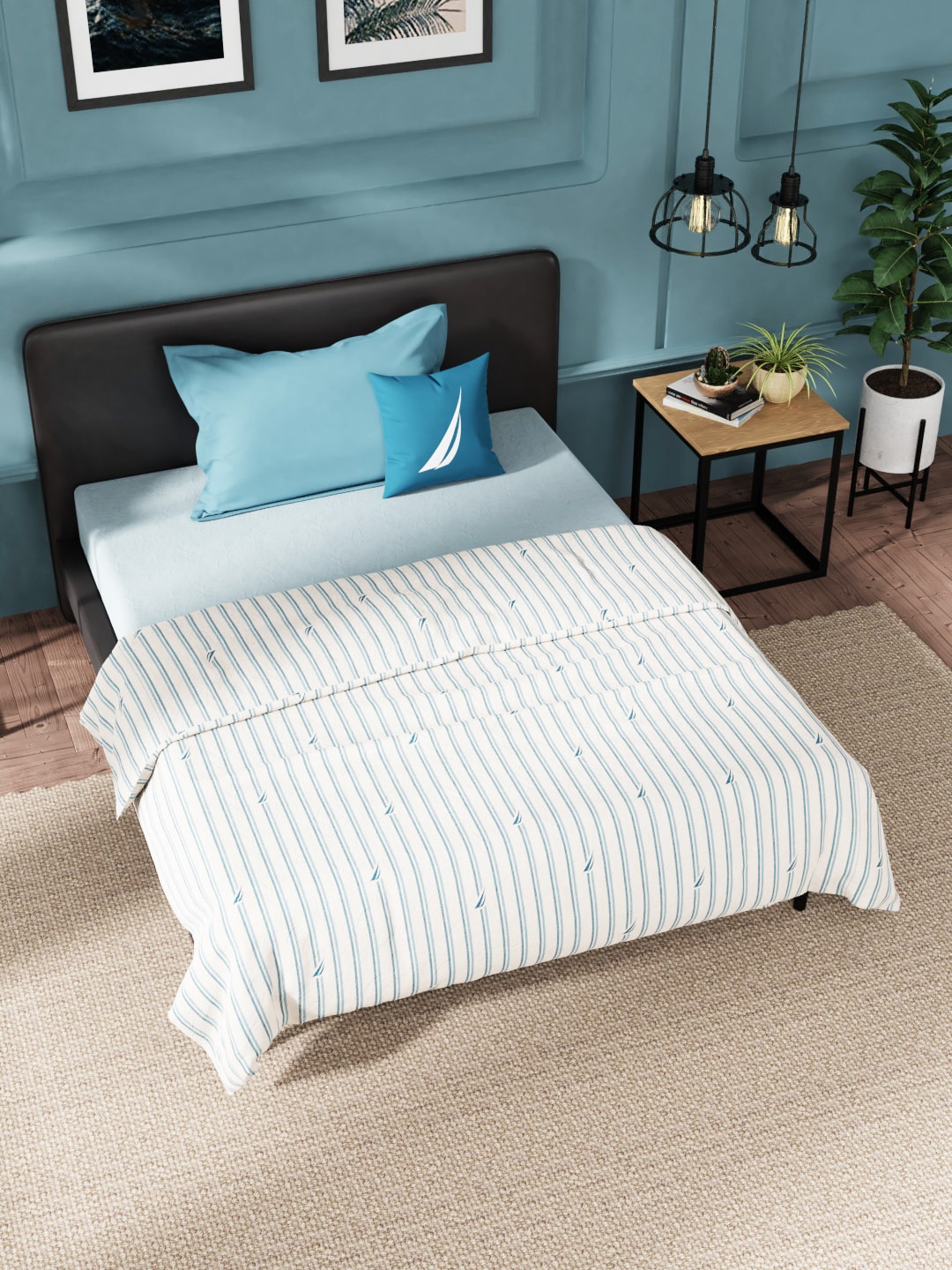 

Nautica Unisex Multi Blankets Quilts and Dohars, White