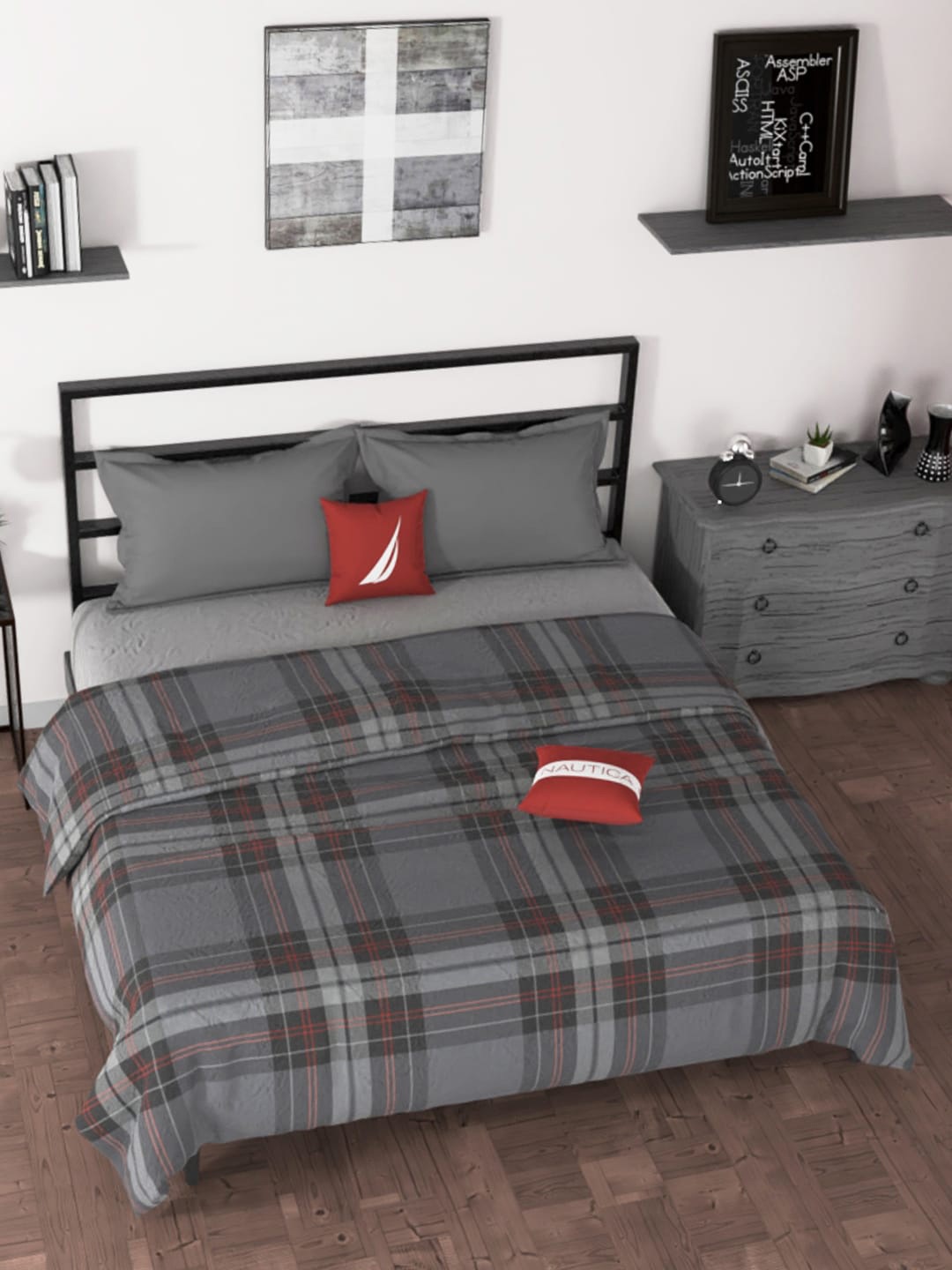 

Nautica Grey Blankets 100% Premium Cotton Blanket With Pure Cotton Flannel Filling