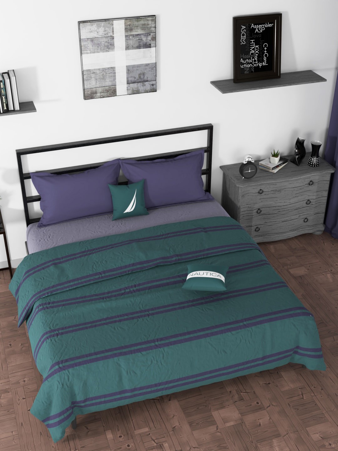 

Nautica Adults Green & Blue Striped AC Room 210 GSM Double Bed Dohar