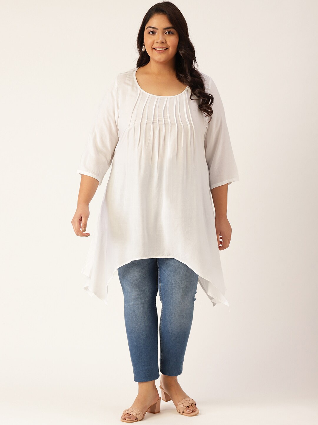 

theRebelinme Plus Size White Longline Top