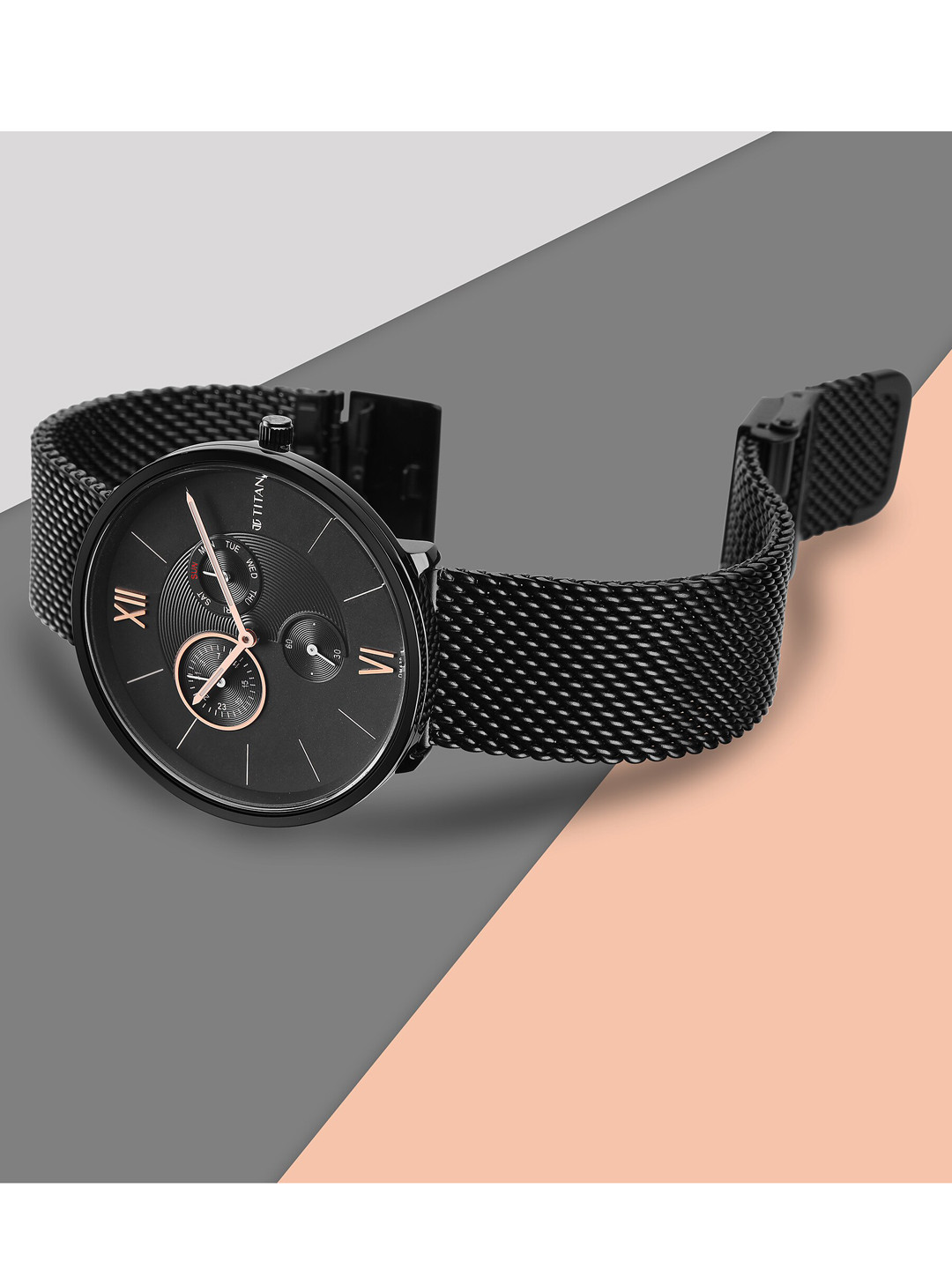 

Titan Men Black Dial & Black Stainless Steel Straps Analogue Watch