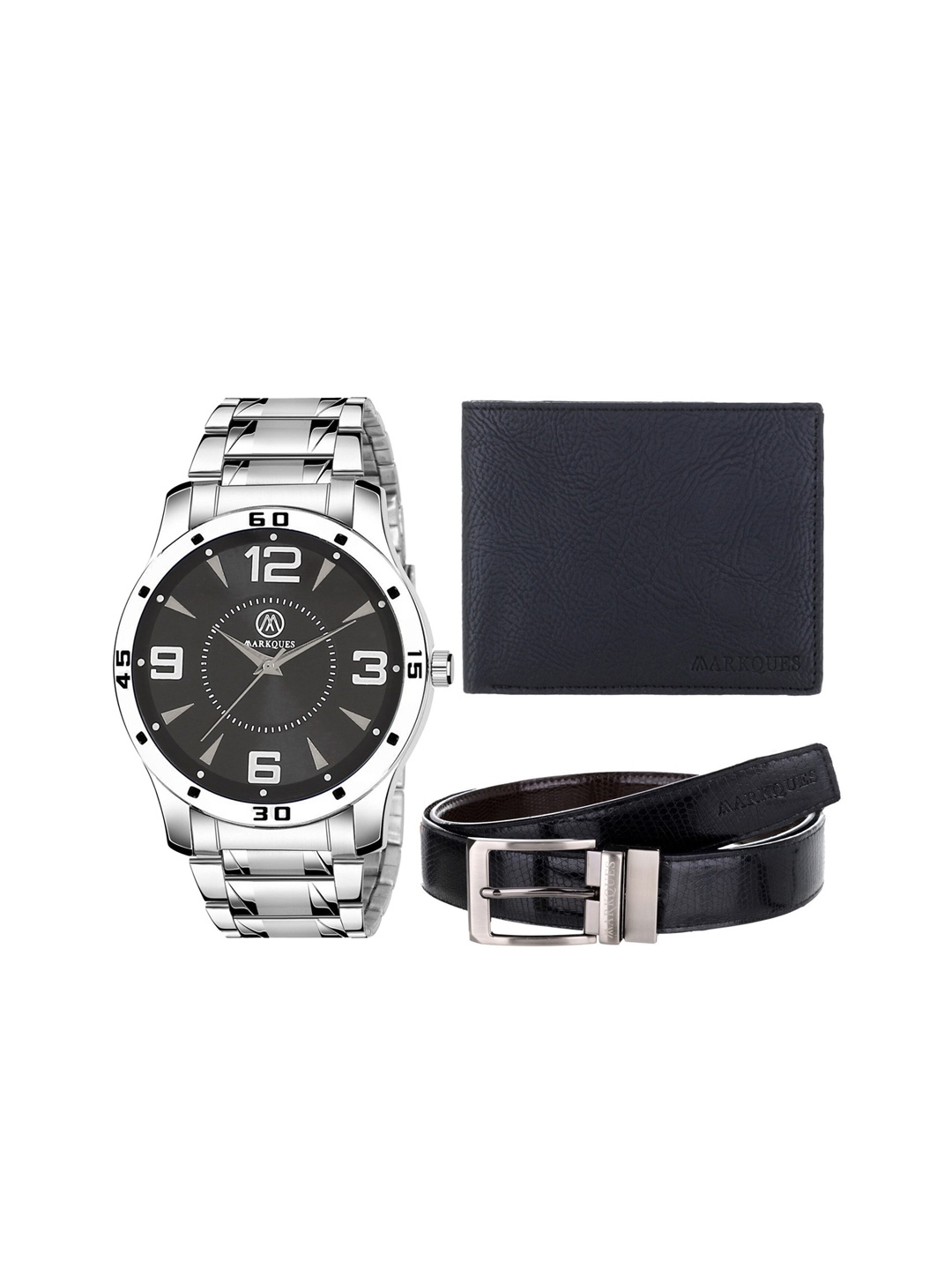 

MARKQUES Men Black Solid Accessory Gift Set BON-770109-CL-01-OT-01, Silver