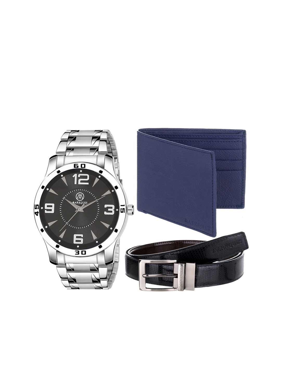

MARKQUES Men Silver-Toned & Blue Solid Accessory Gift Set