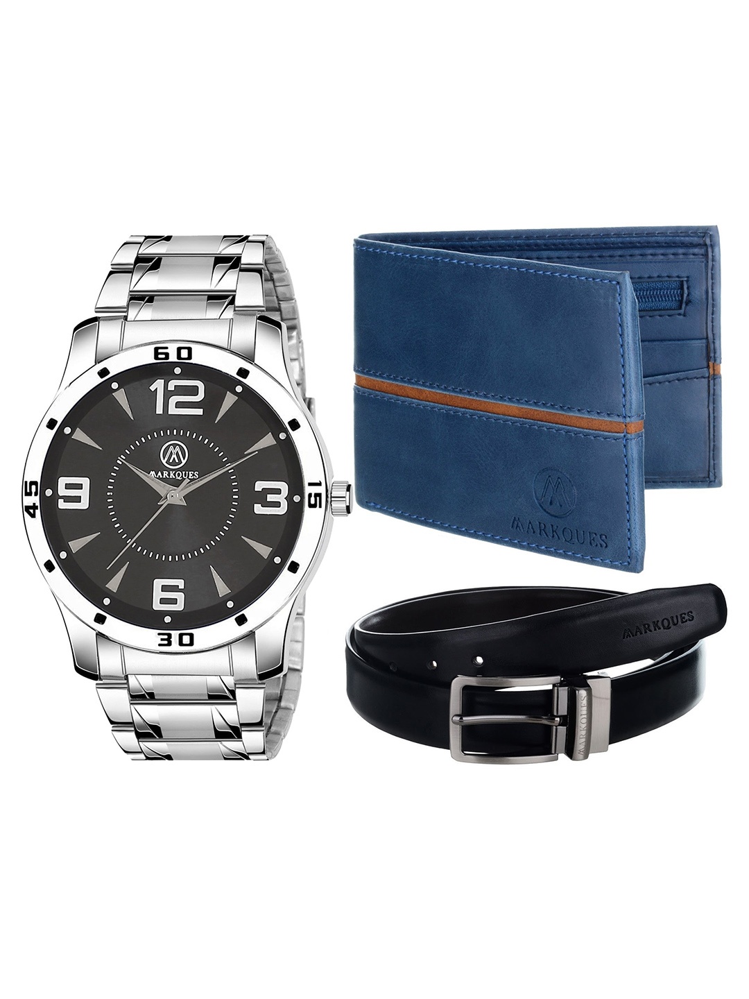 

MARKQUES Men Blue and Black Solid Accessory Gift Set