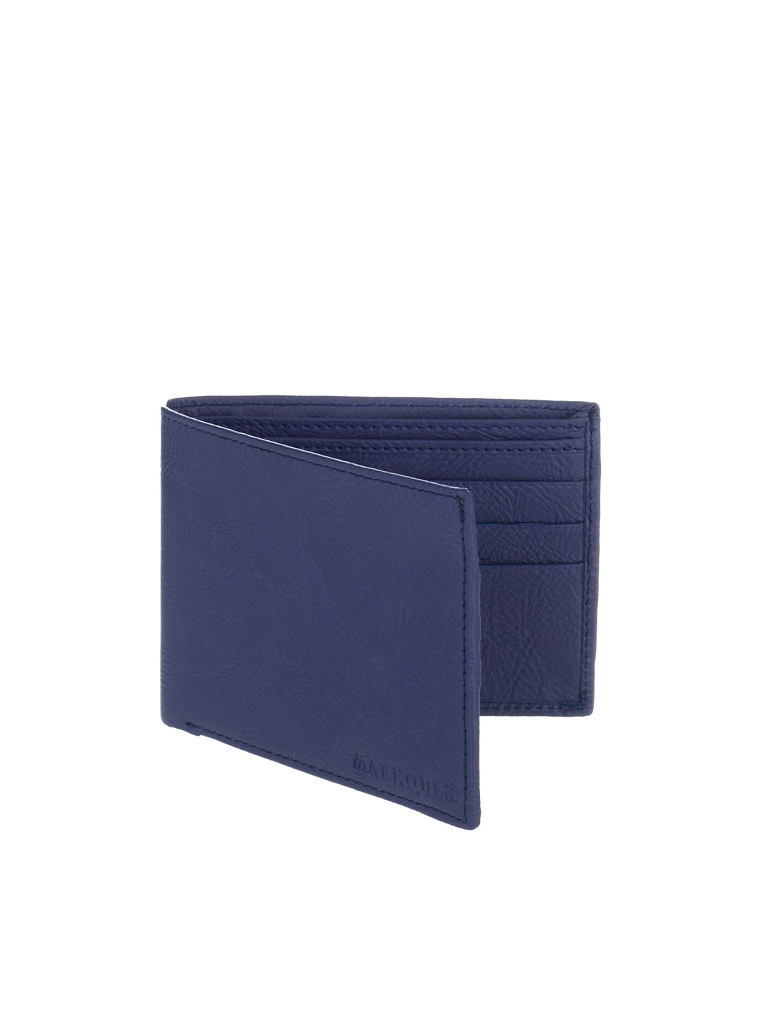 

MARKQUES Men Blue Leather Two Fold Wallet with SIM Card Holder