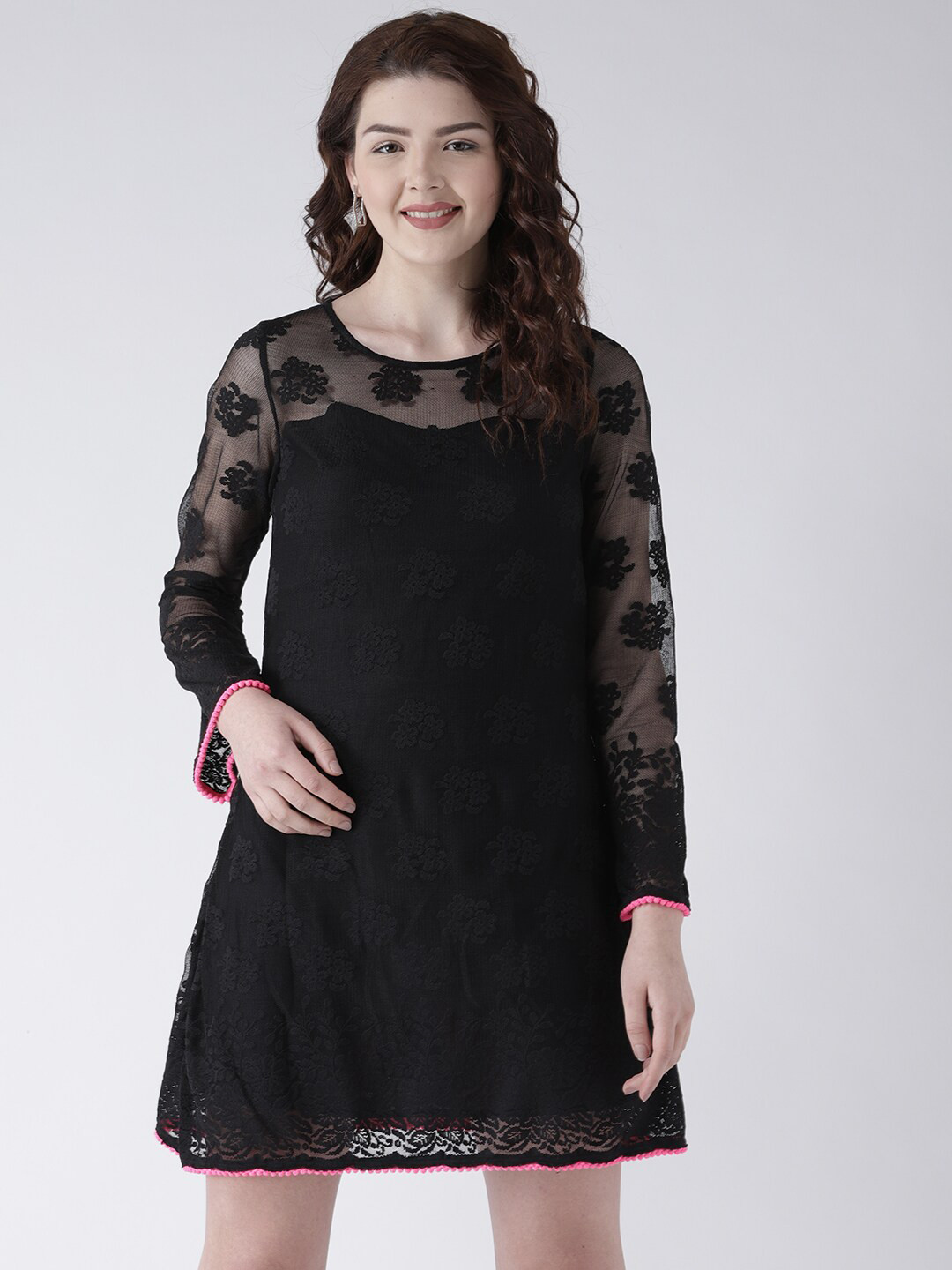 

DODO & MOA Black Floral Net A-Line Dress