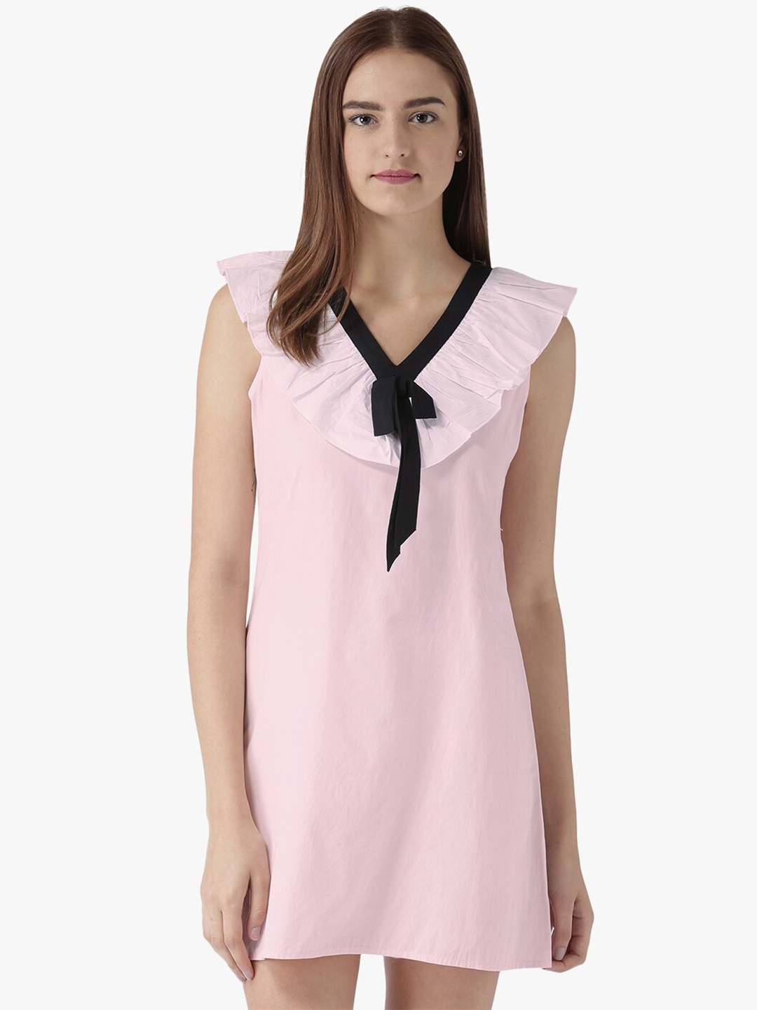 

DODO & MOA Women Pink & Black A-Line Dress