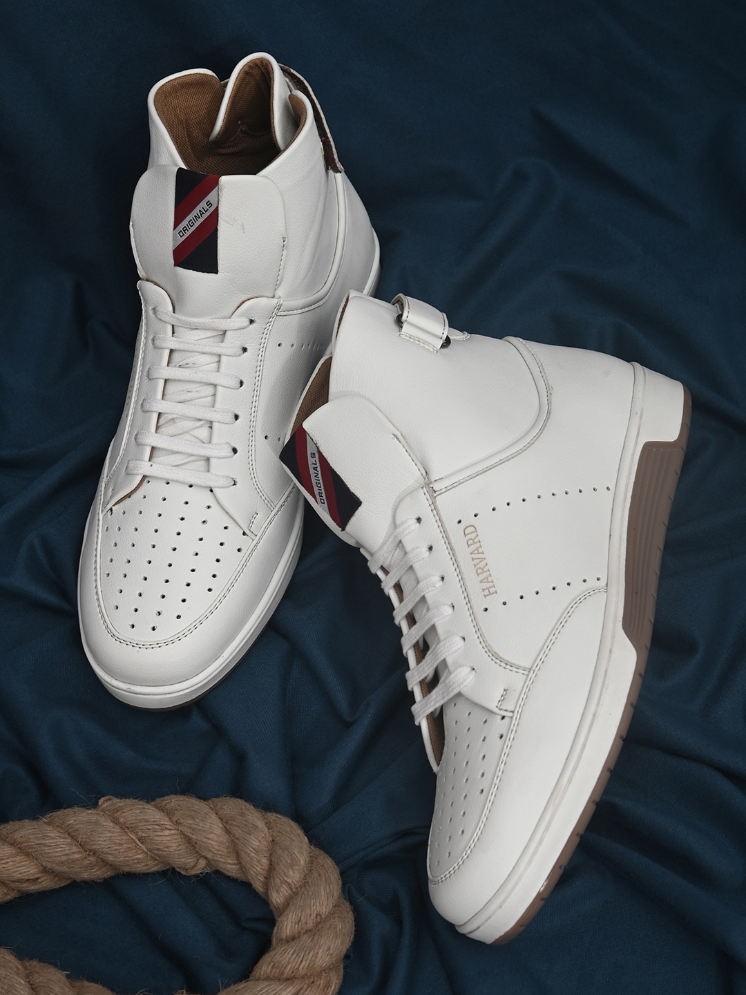 

Harvard Men White Perforations High-Top Sneakers