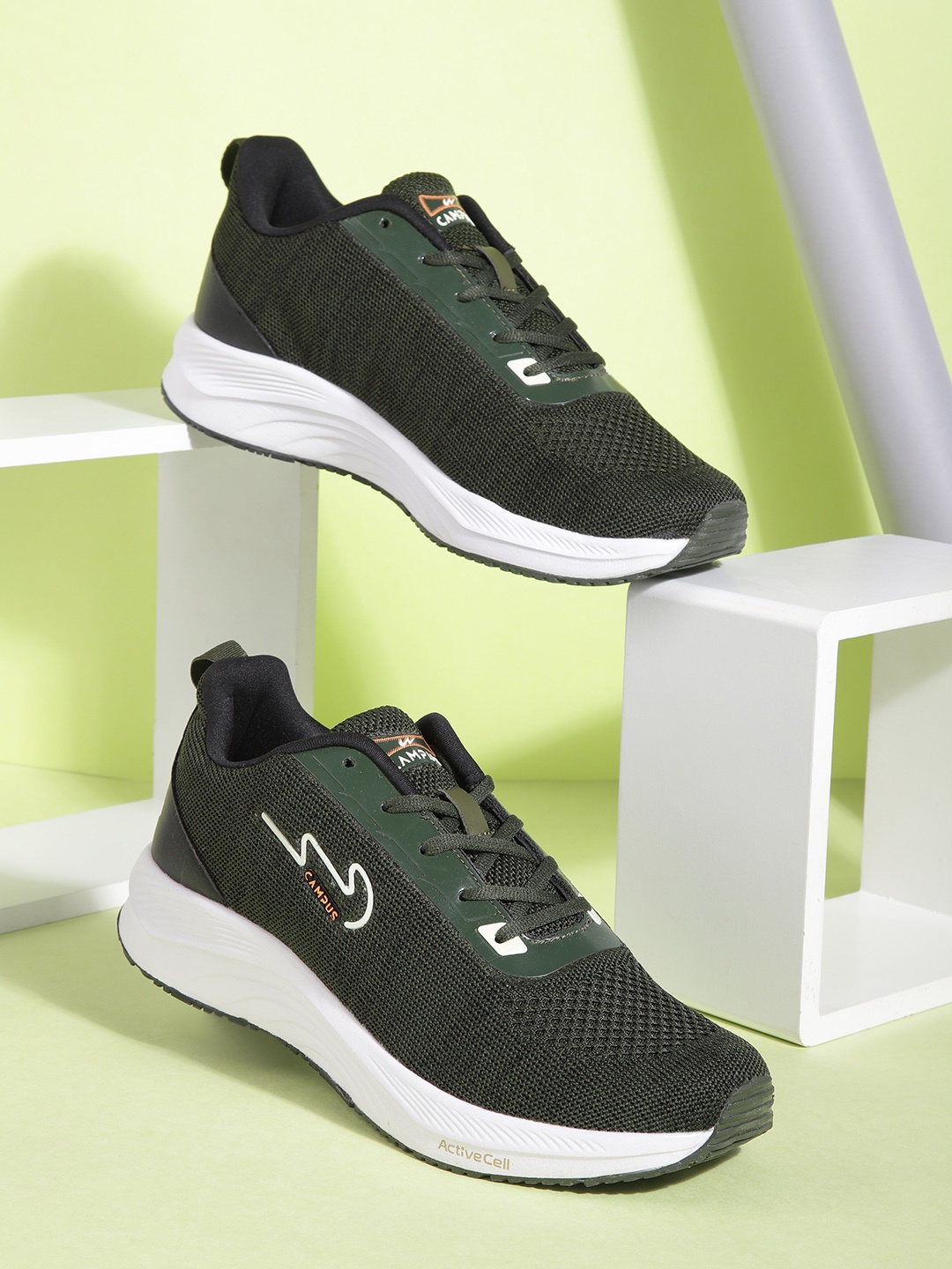 

Campus Men Olive Green Woven Design Running Shoes