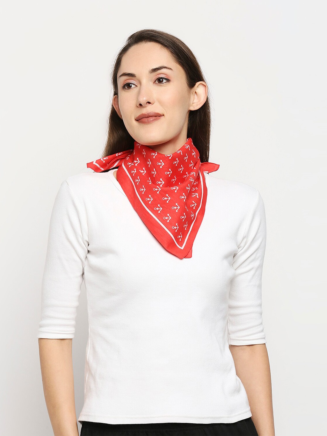 

BELLEZIYA Women Red & White Printed Scarf