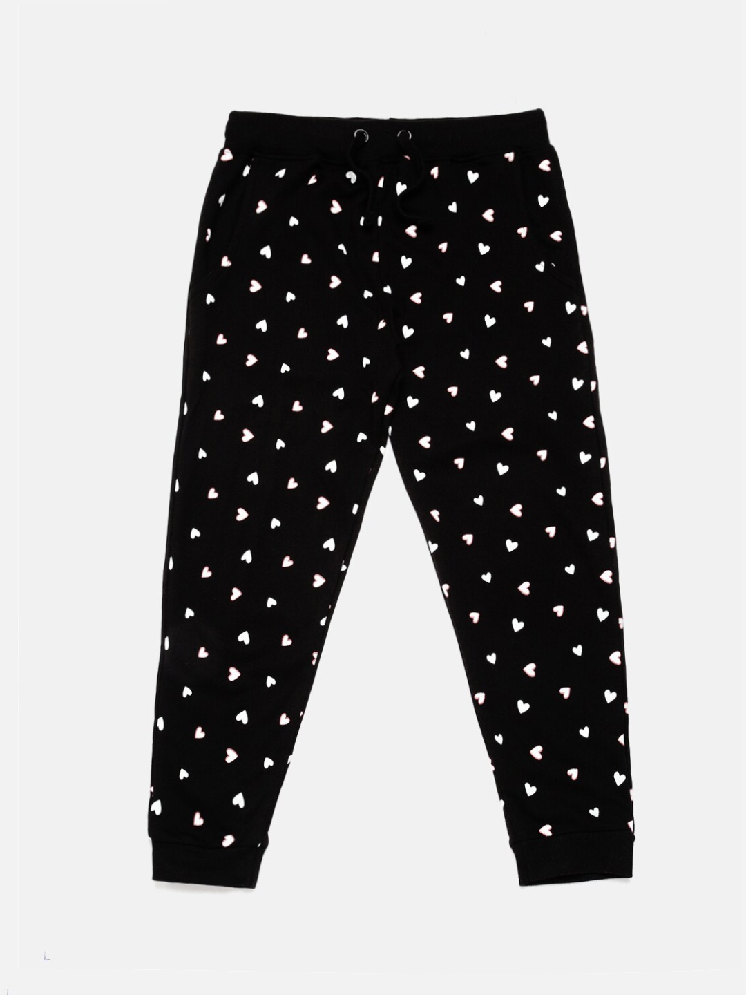 

De Moza Girls Black Printed Cotton Track Pant