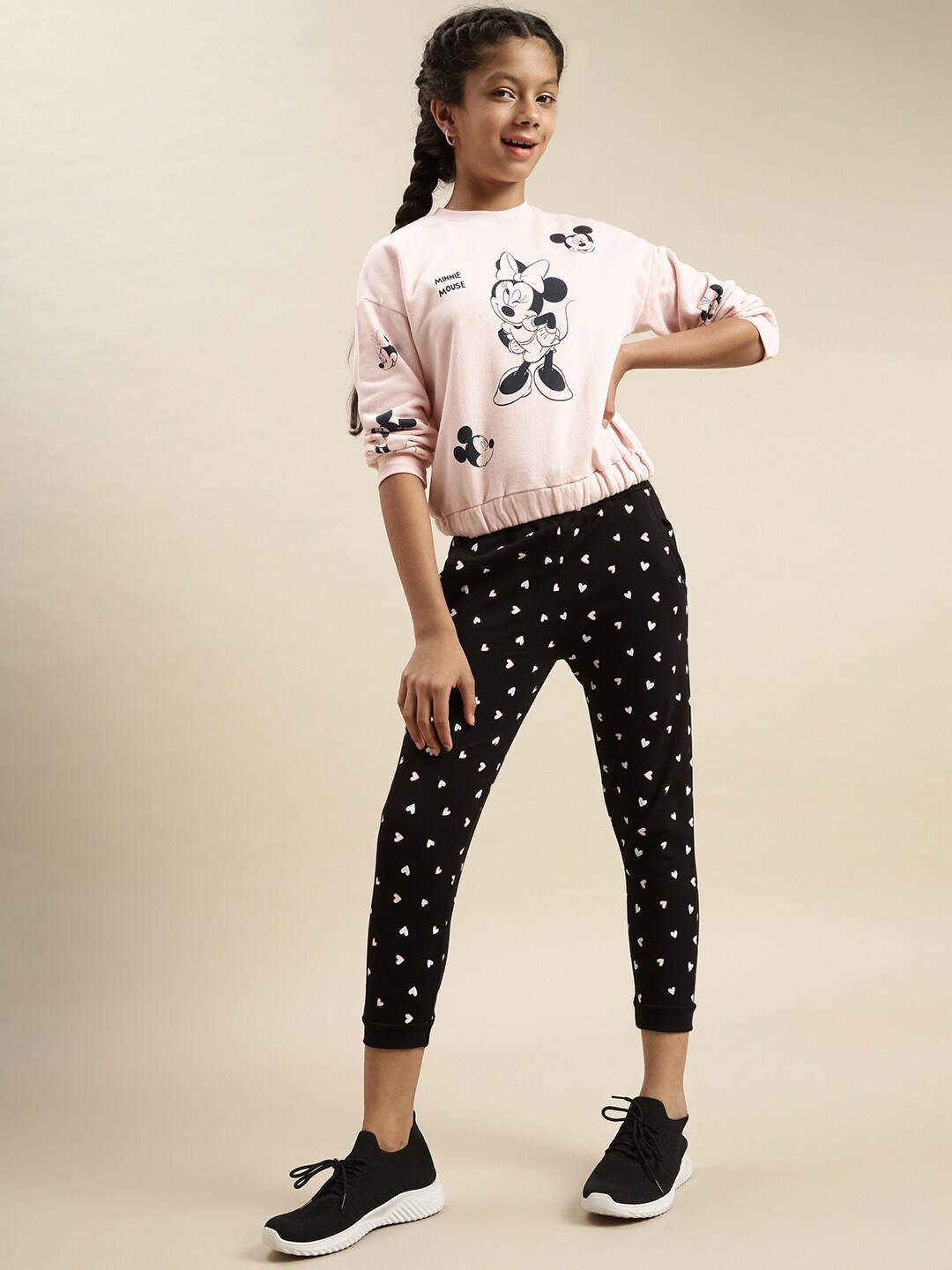 

De Moza Girls Black & White Printed Pure Cotton Joggers