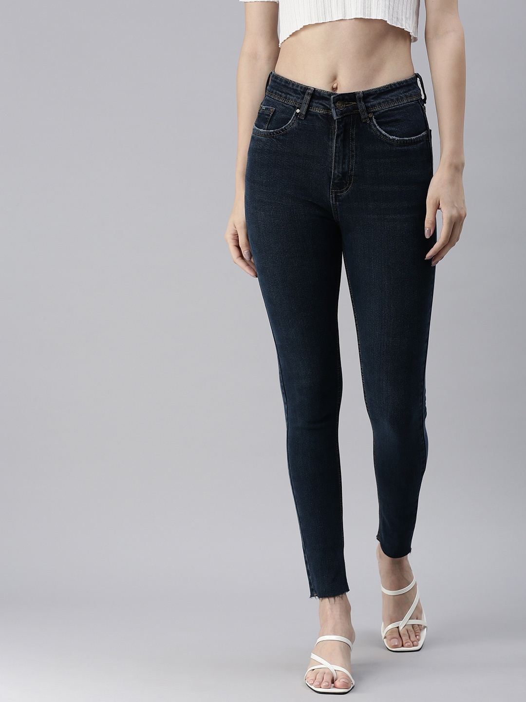 

SHOWOFF Women Navy Blue Skinny Fit High-Rise Stretchable Jeans