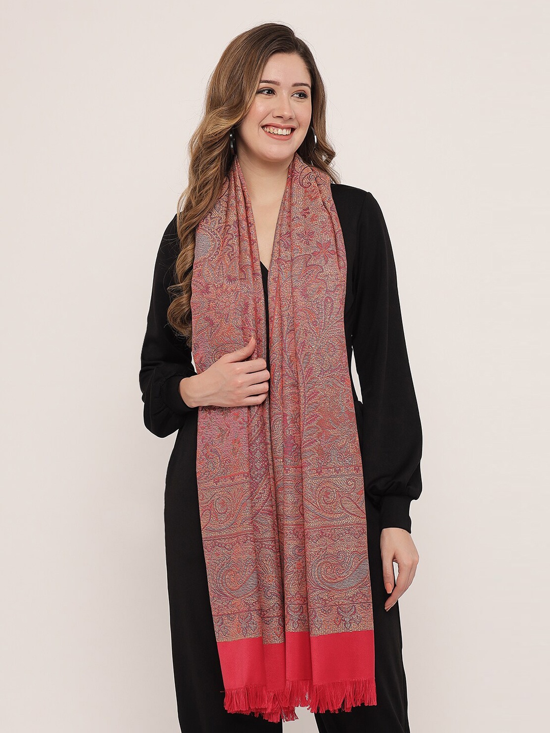 

Pashtush Women Maroon Woven Design Shawl
