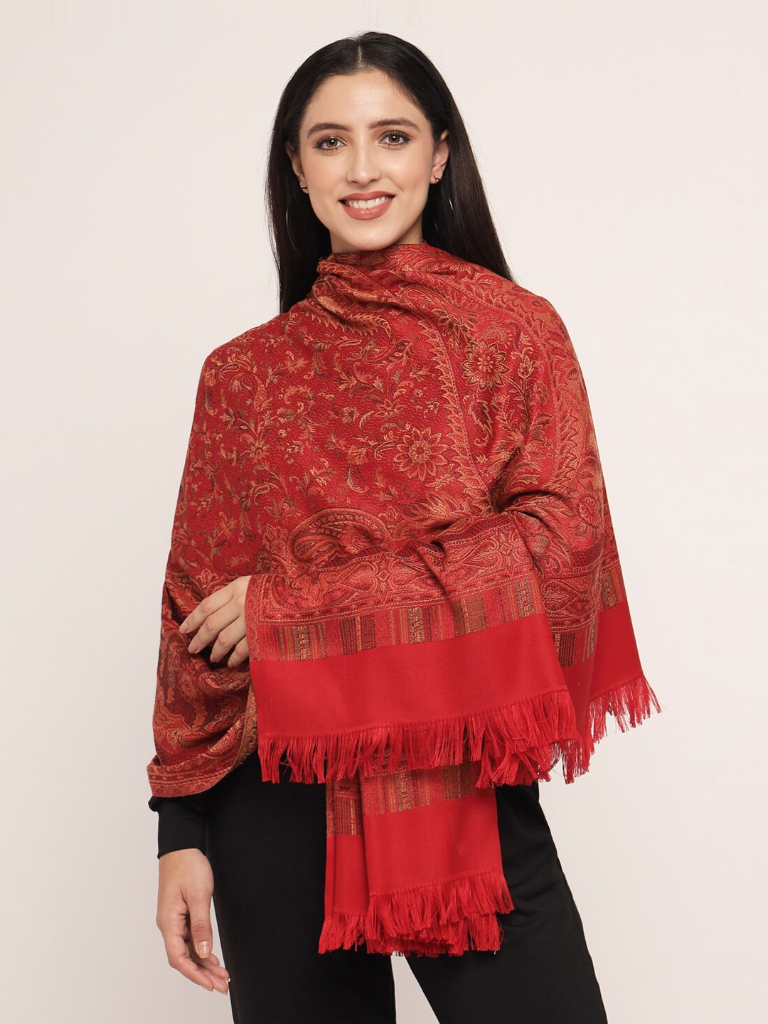 

Pashtush Women Maroon Woven Design Shawl