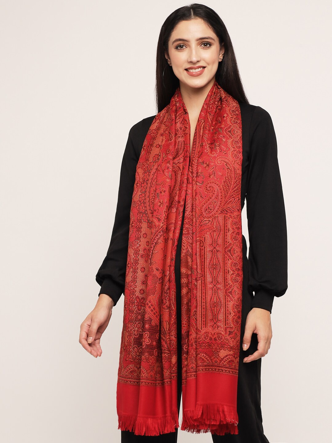 

Pashtush Women Maroon Woven Design Shawl
