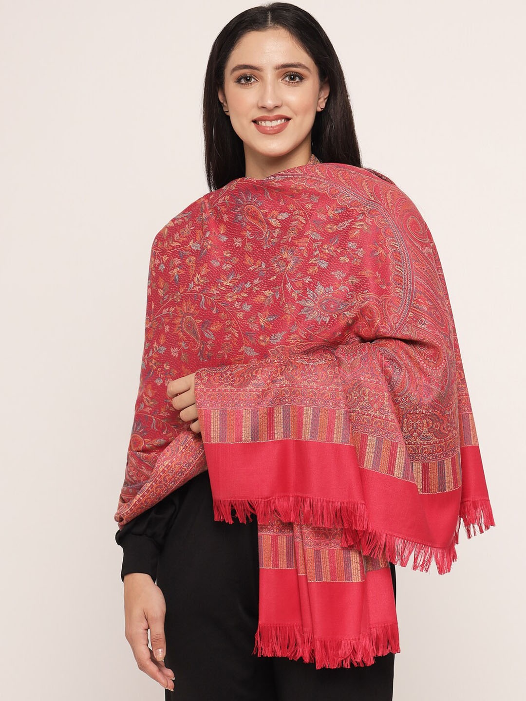 

Pashtush Women Pink Woven Design Shawl