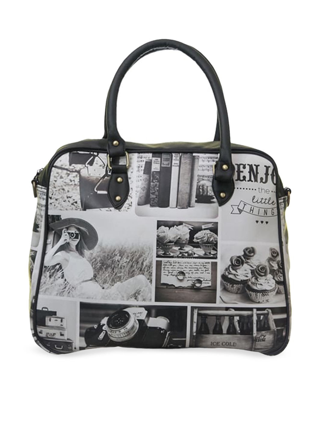

BandBox Women Black Printed PU Shopper Handheld Bag