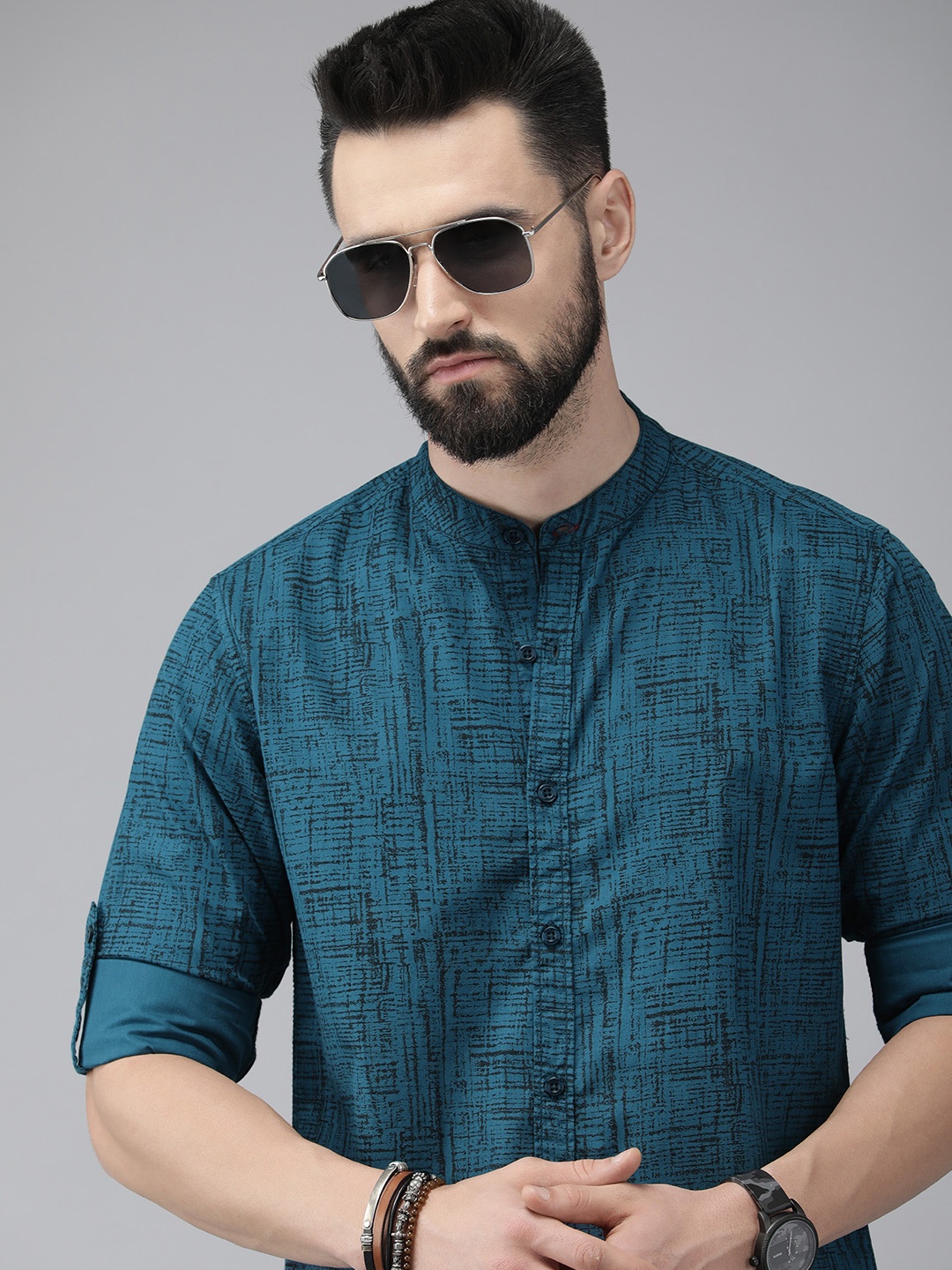 

Roadster Men Blue Pure Cotton Abstract Printed Casual Shirt