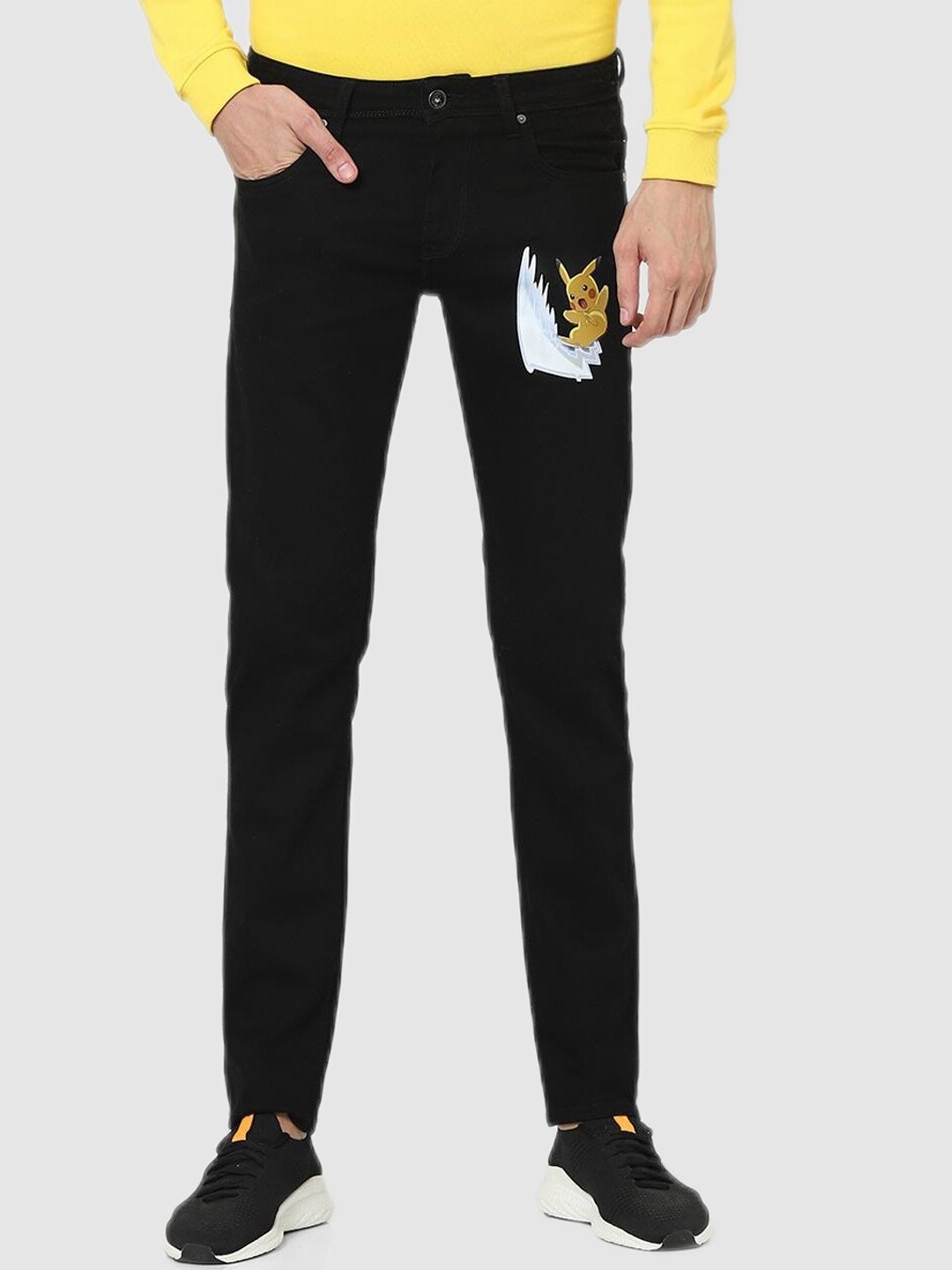 

Celio Men Pokemon Black Slim Fit Stretchable Jeans