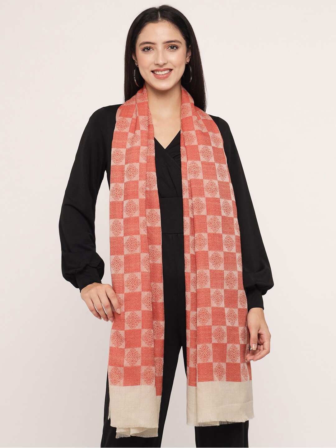 

Pashtush Women Orange Woven Design Stole