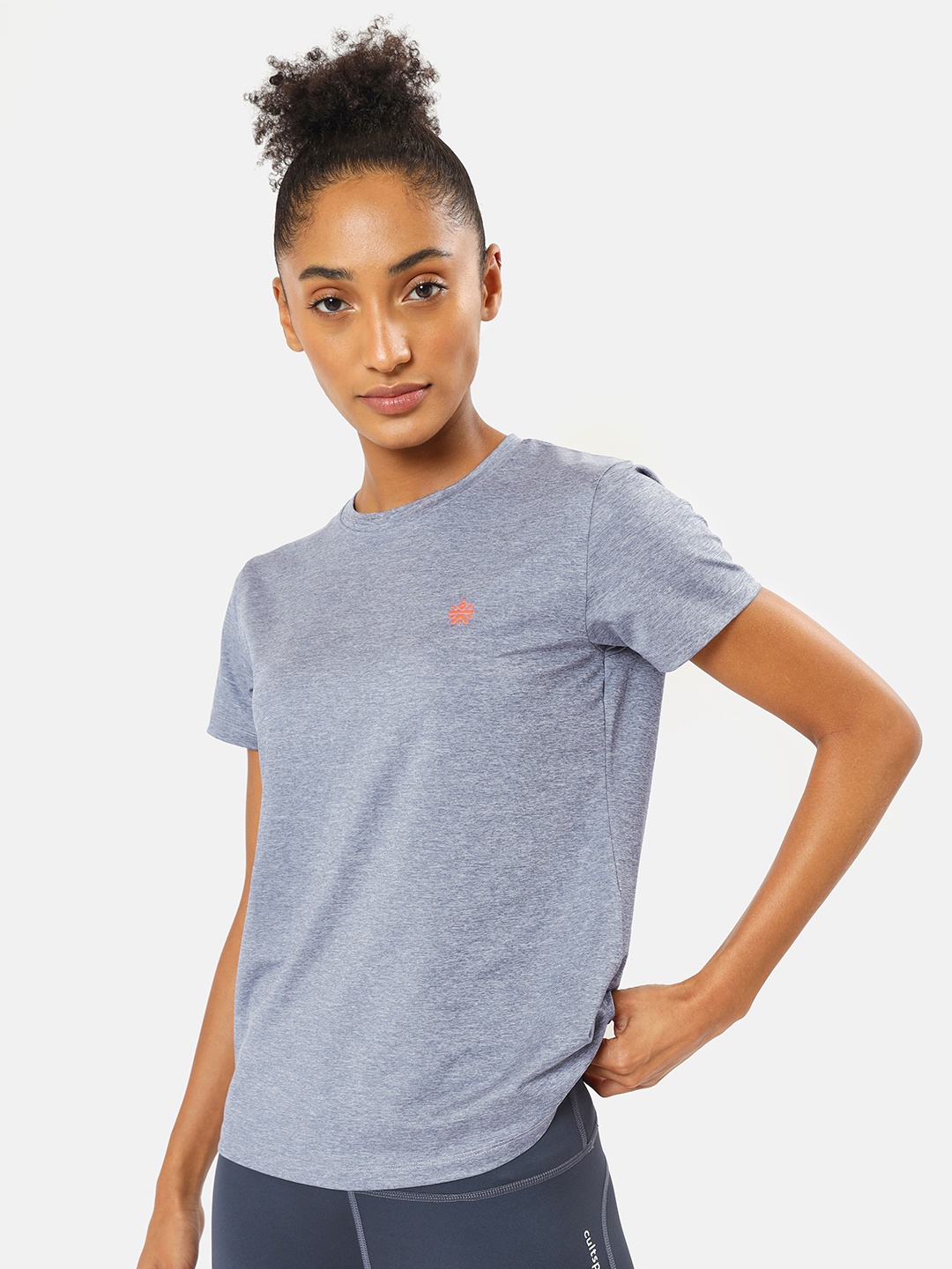 

Cultsport Women Grey Textured Perfomance Tshirt