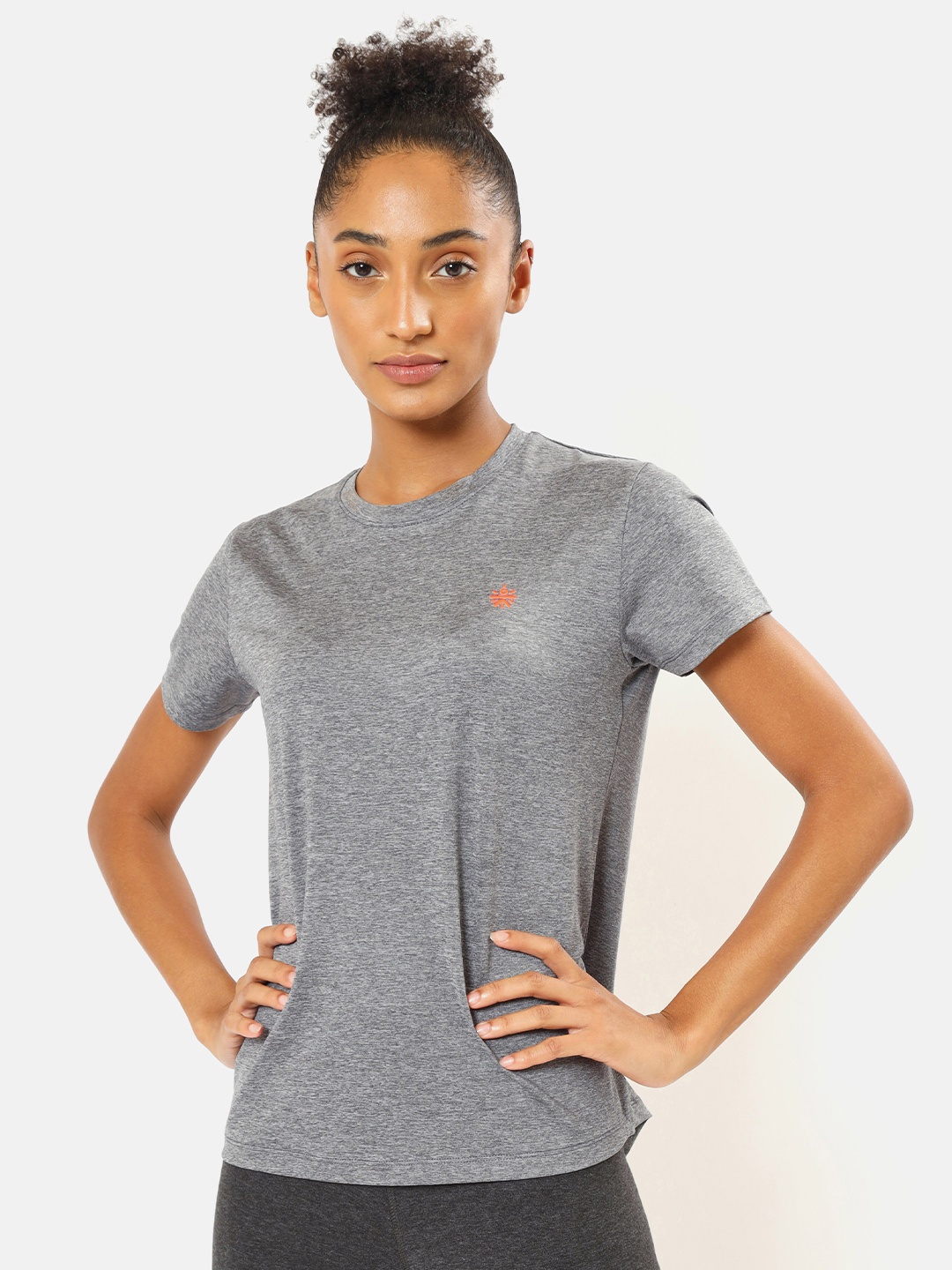 

Cultsport Women Grey Textured Perfomance T-shirt