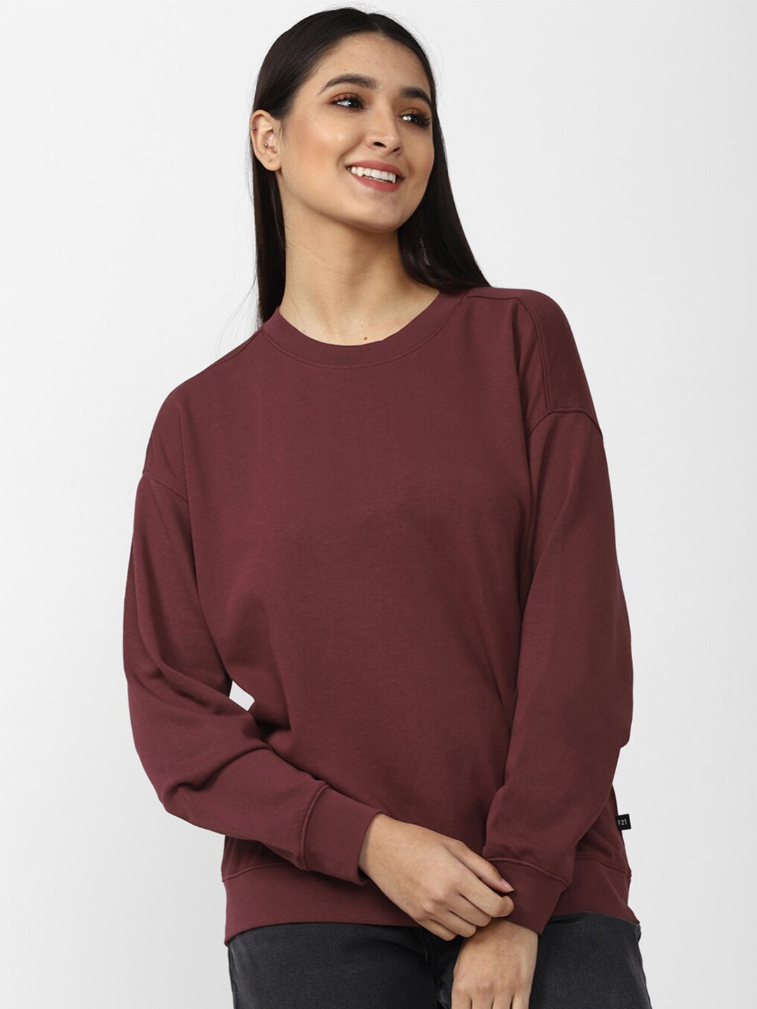 

FOREVER 21 Maroon Solid Active Top