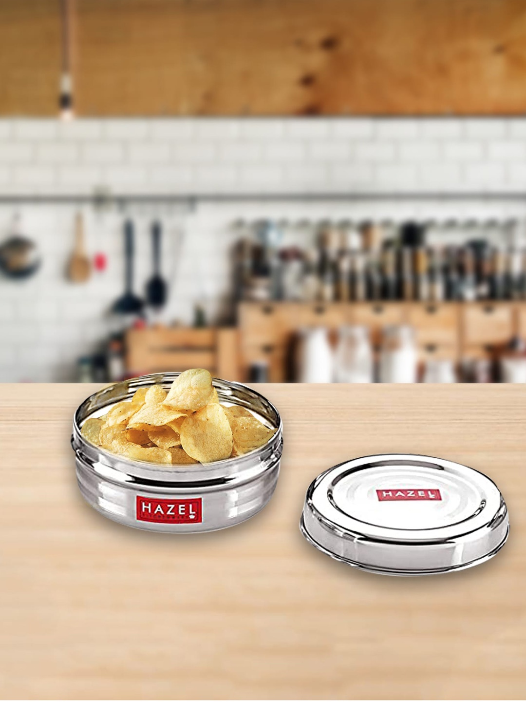 

HAZEL Silver Stainless Steel Dishwasher safe Kitchen Storage Container 400ml