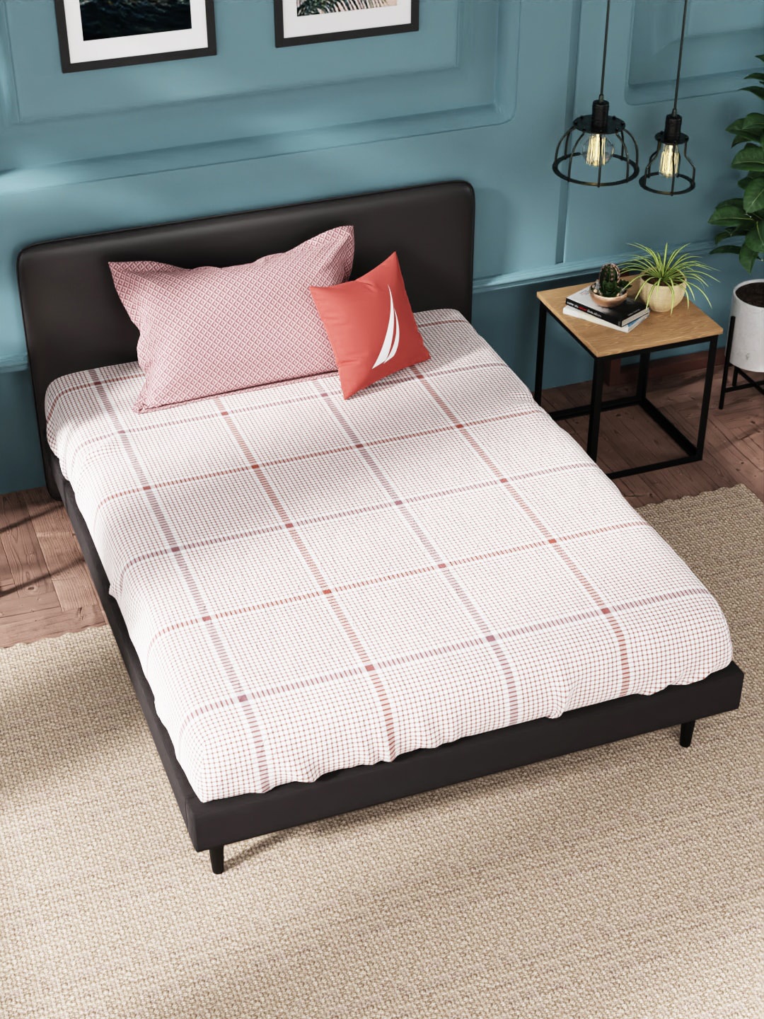

Nautica Pink & Red Geometric 160 TC Single Bedsheet with 1 Pillow Cover