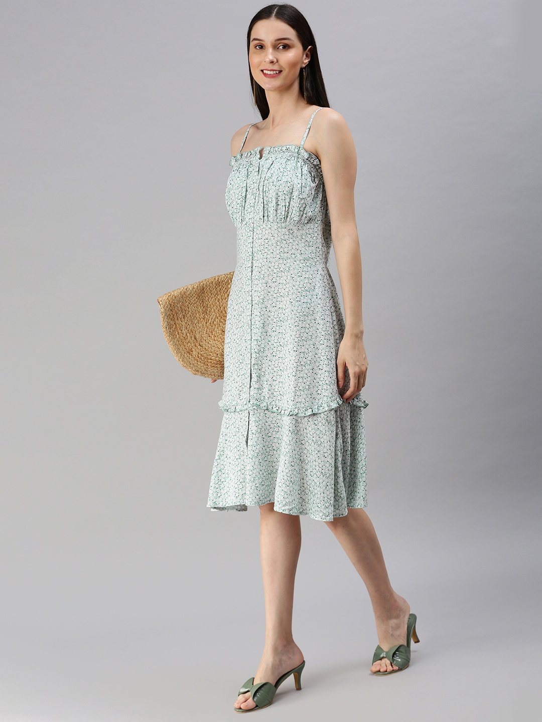 

EVERYDAY by ANI Sea Green & White Floral A-Line Dress