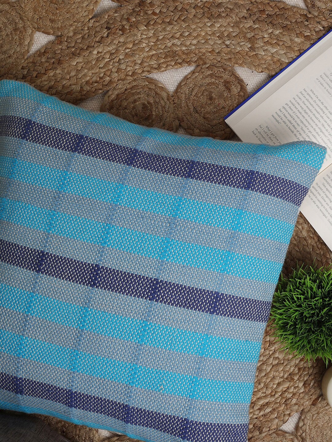 

SPACES Blue & White Checked Square Cushion Covers
